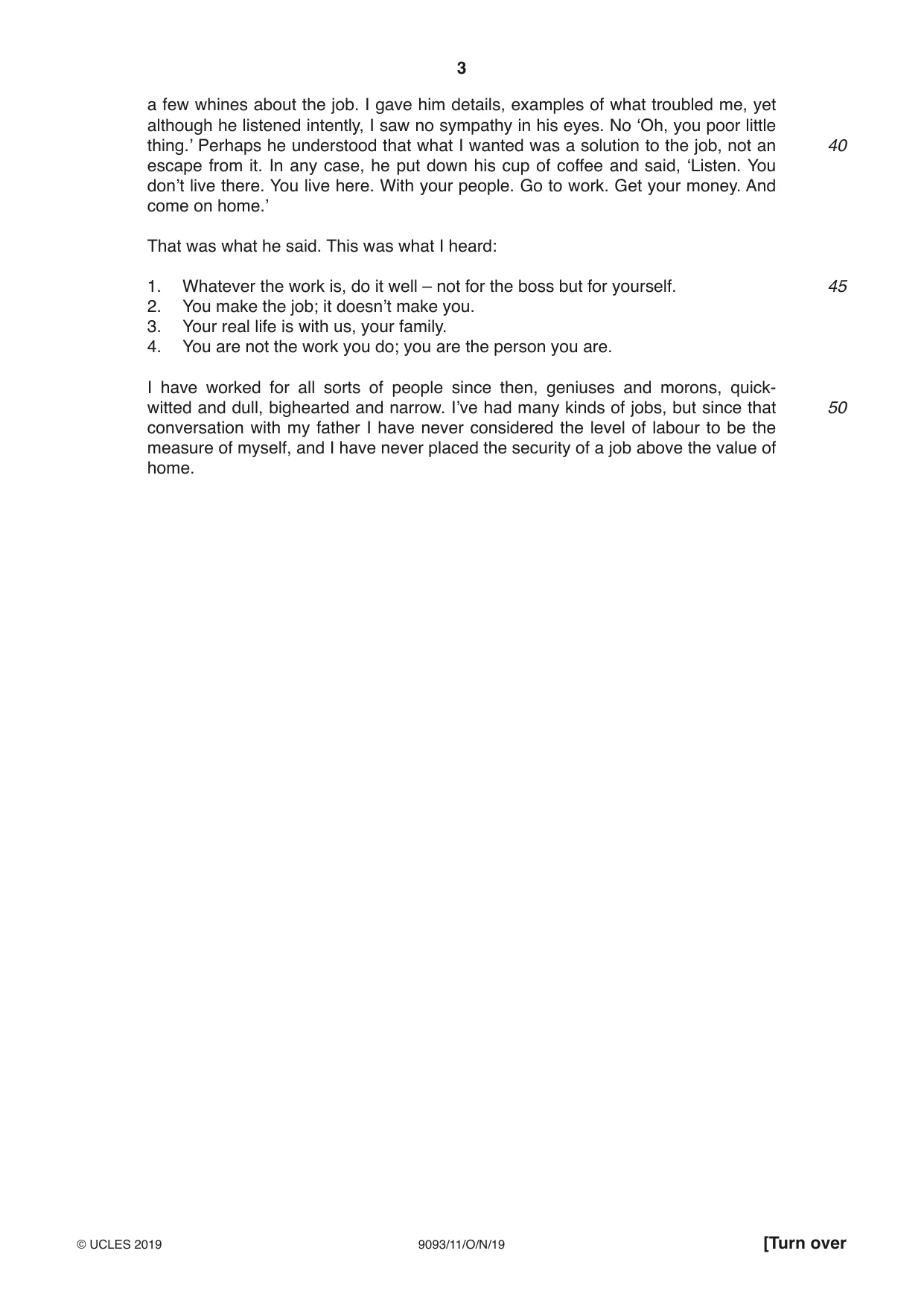 Cambridge A Level English - Language AS and A Level (from 2014) 9093 2019 Oct/Nov Paper 1 · Variant 1 question paper, page 3 of 8