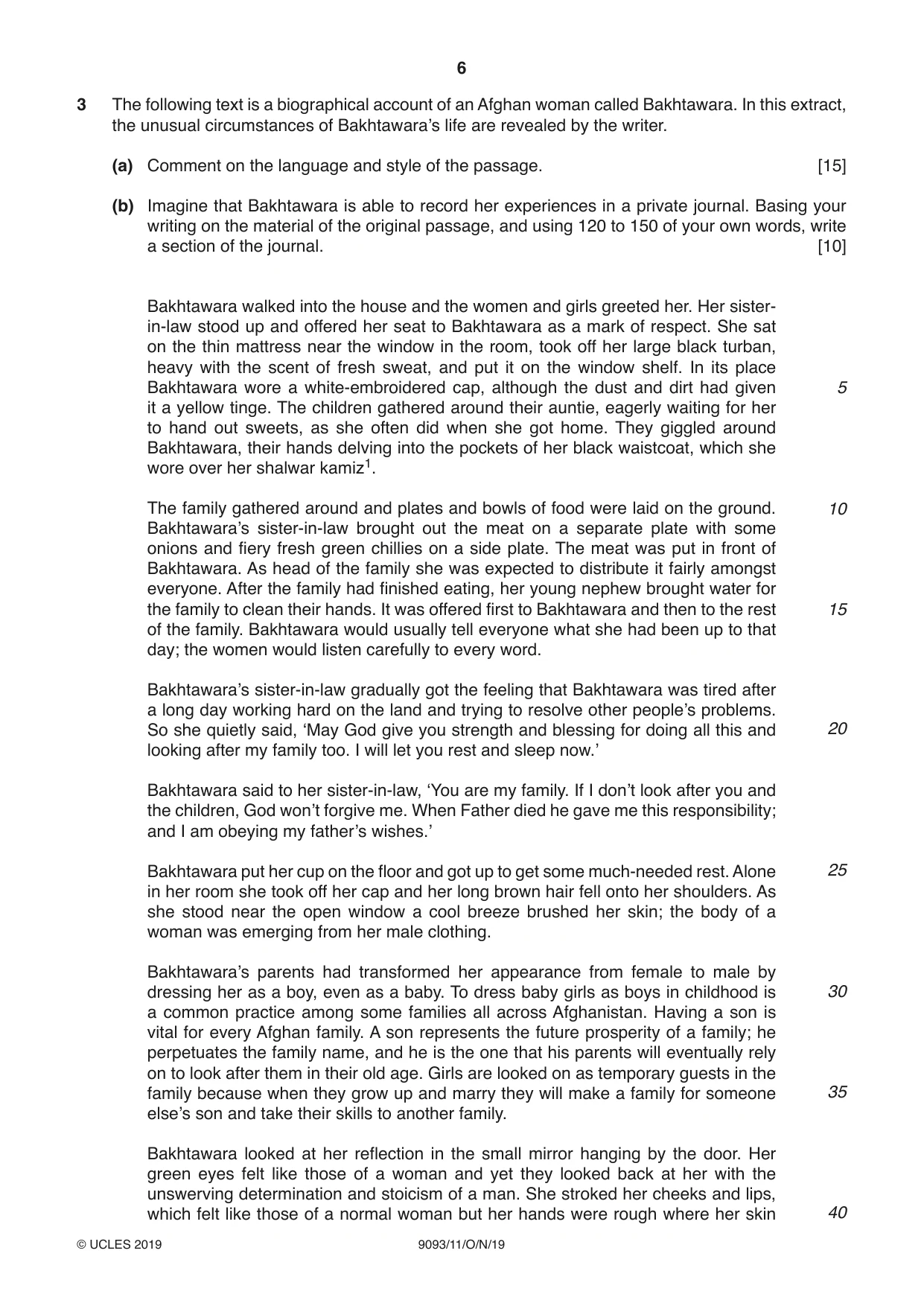 Cambridge A Level English - Language AS and A Level (from 2014) 9093 2019 Oct/Nov Paper 1 · Variant 1 question paper, page 6 of 8