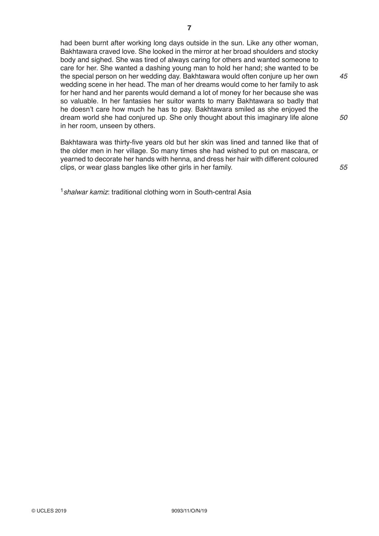 Cambridge A Level English - Language AS and A Level (from 2014) 9093 2019 Oct/Nov Paper 1 · Variant 1 question paper, page 7 of 8