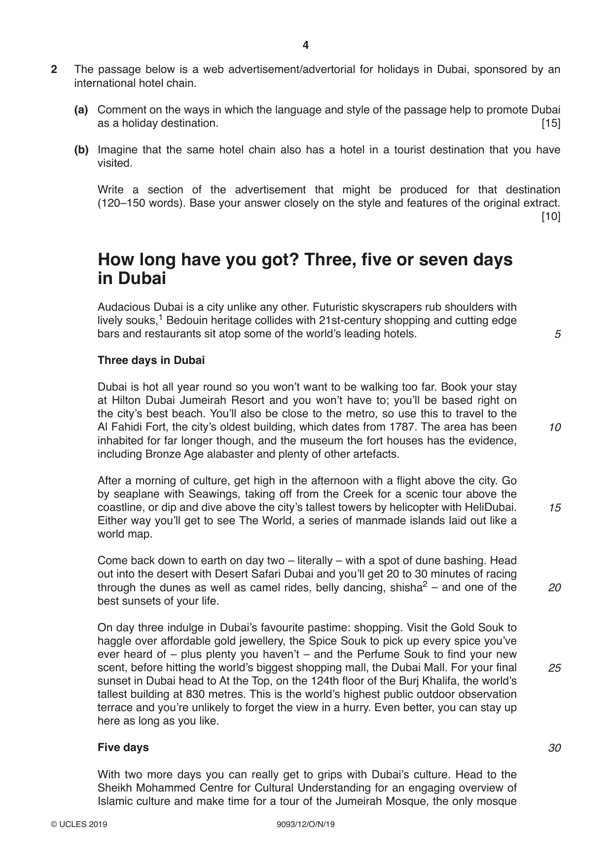 Cambridge A Level English - Language AS and A Level (from 2014) 9093 2019 Oct/Nov Paper 1 · Variant 2 question paper, page 4 of 8