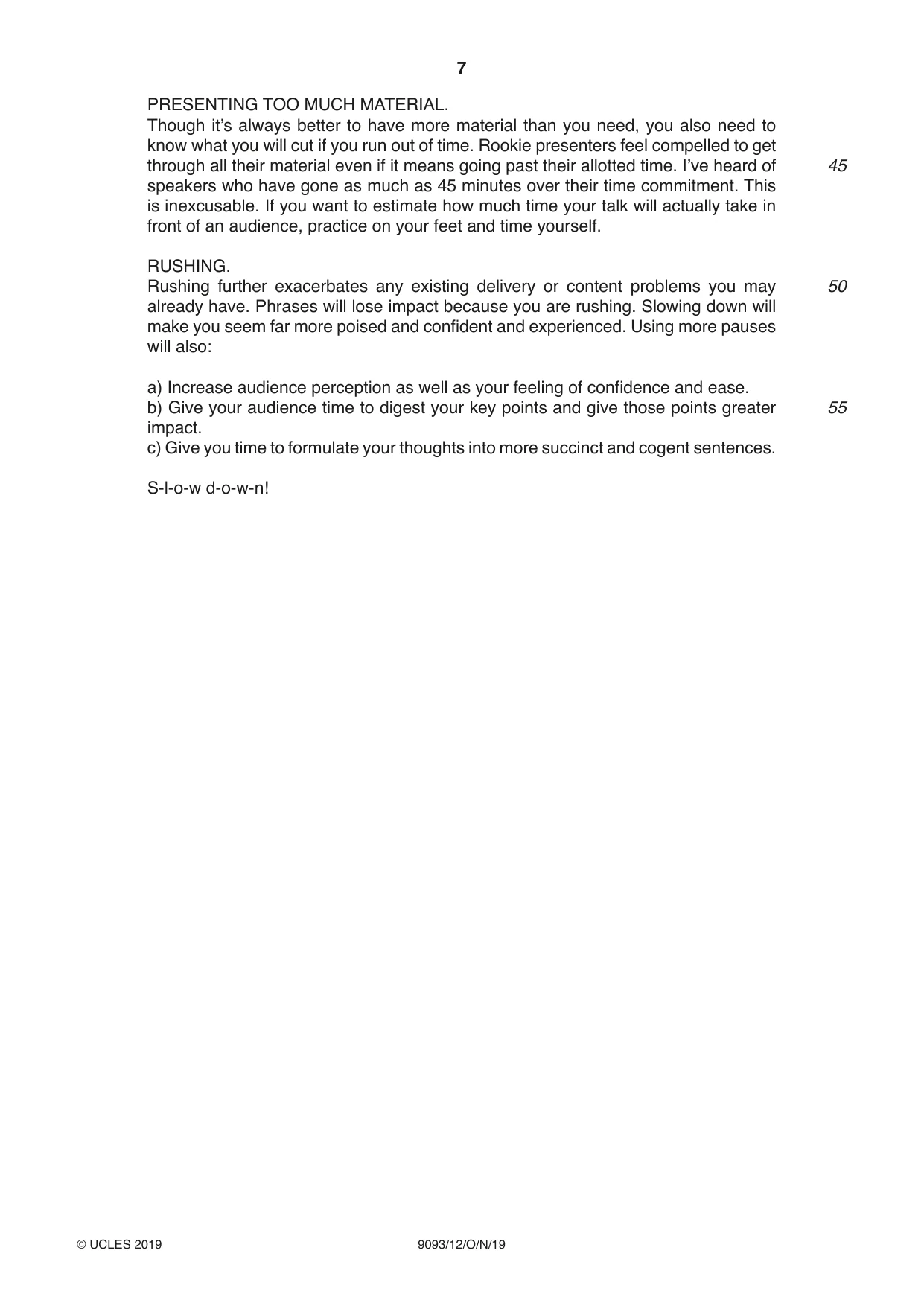 Cambridge A Level English - Language AS and A Level (from 2014) 9093 2019 Oct/Nov Paper 1 · Variant 2 question paper, page 7 of 8
