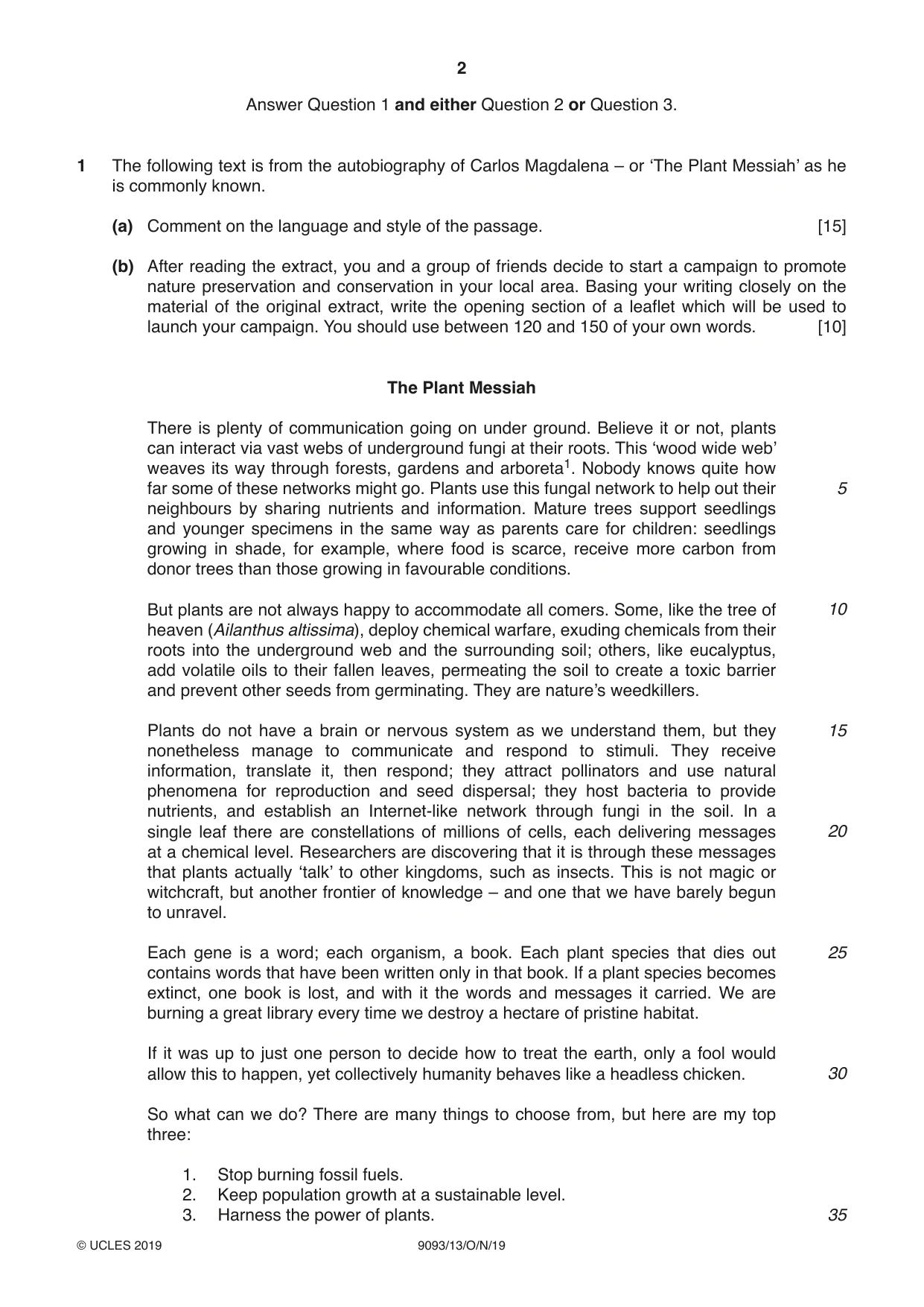 Cambridge A Level English - Language AS and A Level (from 2014) 9093 2019 Oct/Nov Paper 1 · Variant 3 question paper, page 2 of 8