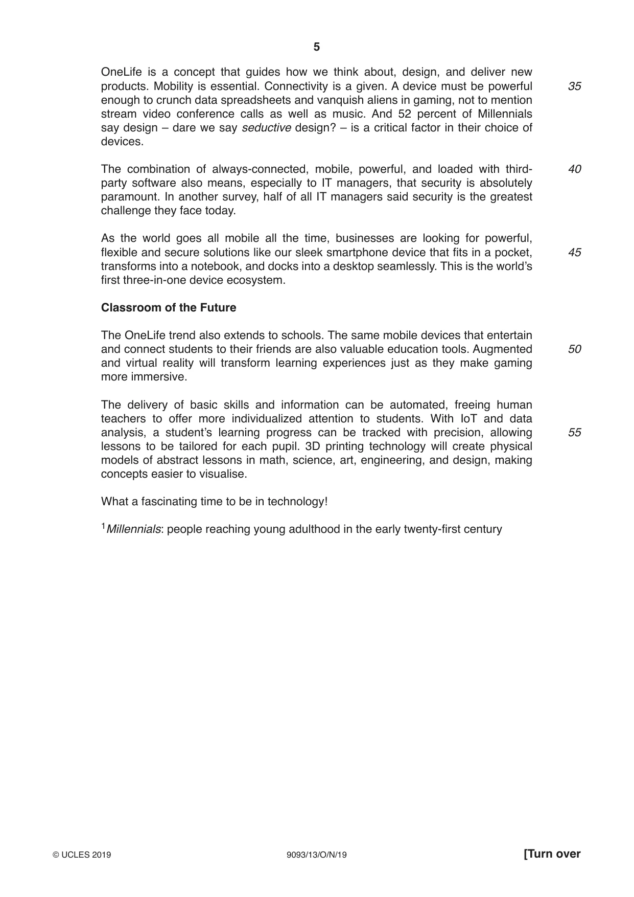 Cambridge A Level English - Language AS and A Level (from 2014) 9093 2019 Oct/Nov Paper 1 · Variant 3 question paper, page 5 of 8