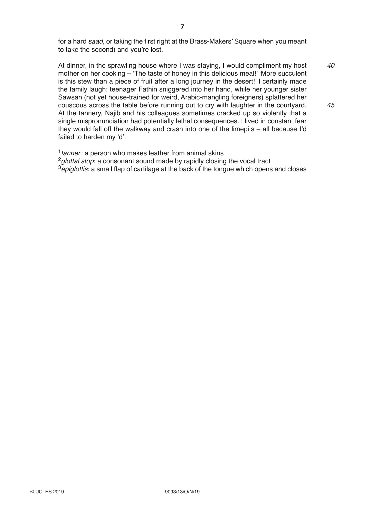 Cambridge A Level English - Language AS and A Level (from 2014) 9093 2019 Oct/Nov Paper 1 · Variant 3 question paper, page 7 of 8