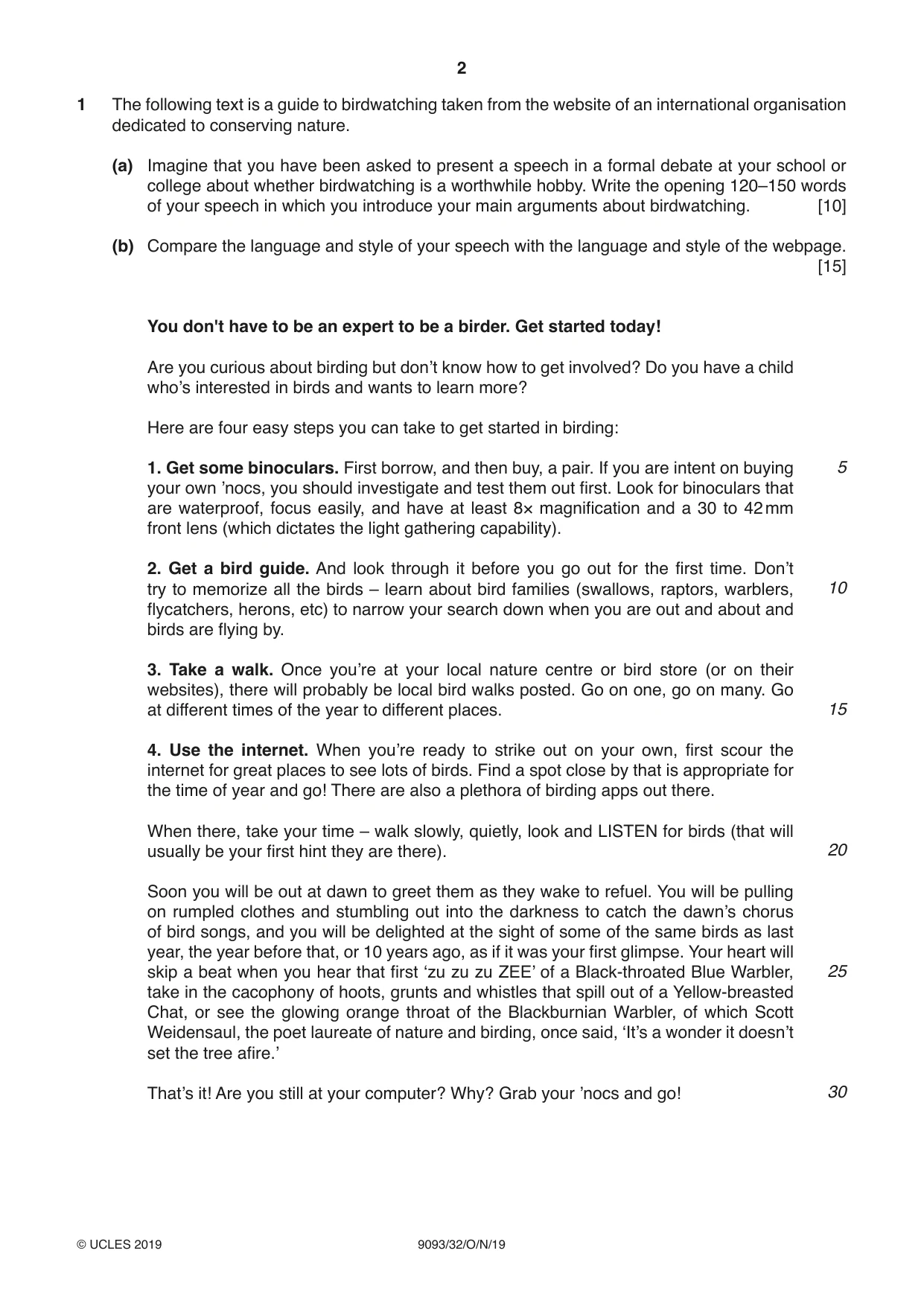 Cambridge A Level English - Language AS and A Level (from 2014) 9093 2019 Oct/Nov Paper 3 · Variant 2 question paper, page 2 of 8