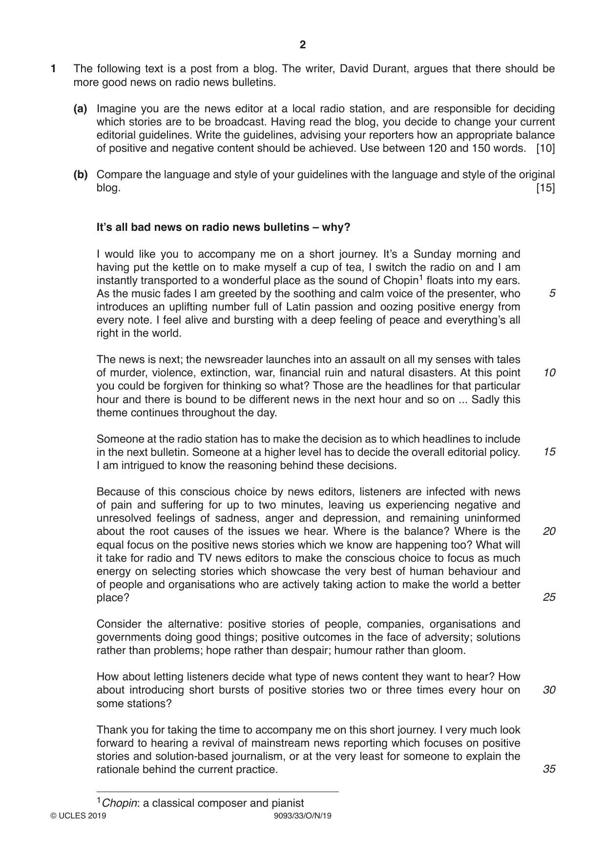 Cambridge A Level English - Language AS and A Level (from 2014) 9093 2019 Oct/Nov Paper 3 · Variant 3 question paper, page 2 of 8