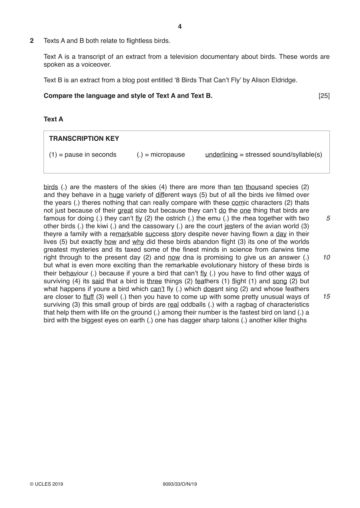 Cambridge A Level English - Language AS and A Level (from 2014) 9093 2019 Oct/Nov Paper 3 · Variant 3 question paper, page 4 of 8
