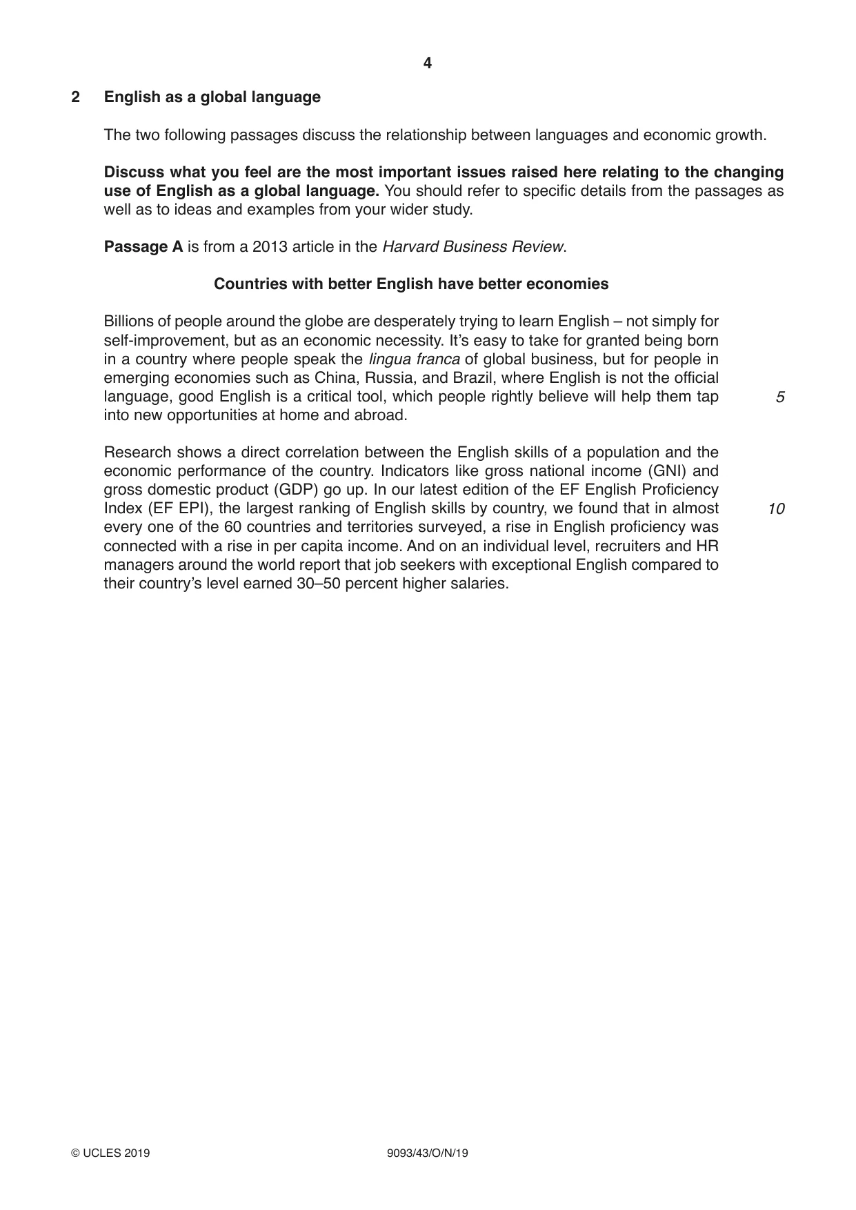Cambridge A Level English - Language AS and A Level (from 2014) 9093 2019 Oct/Nov Paper 4 · Variant 3 question paper, page 4 of 8