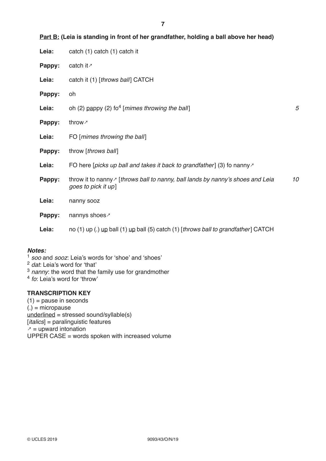 Cambridge A Level English - Language AS and A Level (from 2014) 9093 2019 Oct/Nov Paper 4 · Variant 3 question paper, page 7 of 8