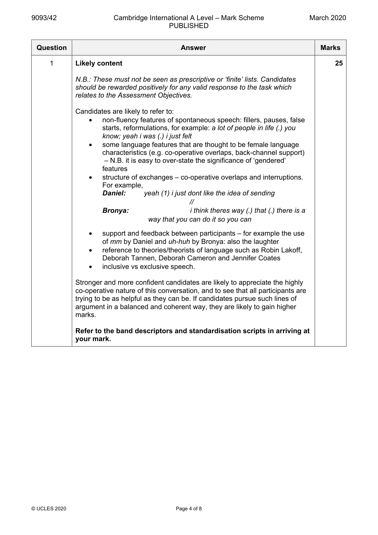 Mark scheme, page 4 of 8