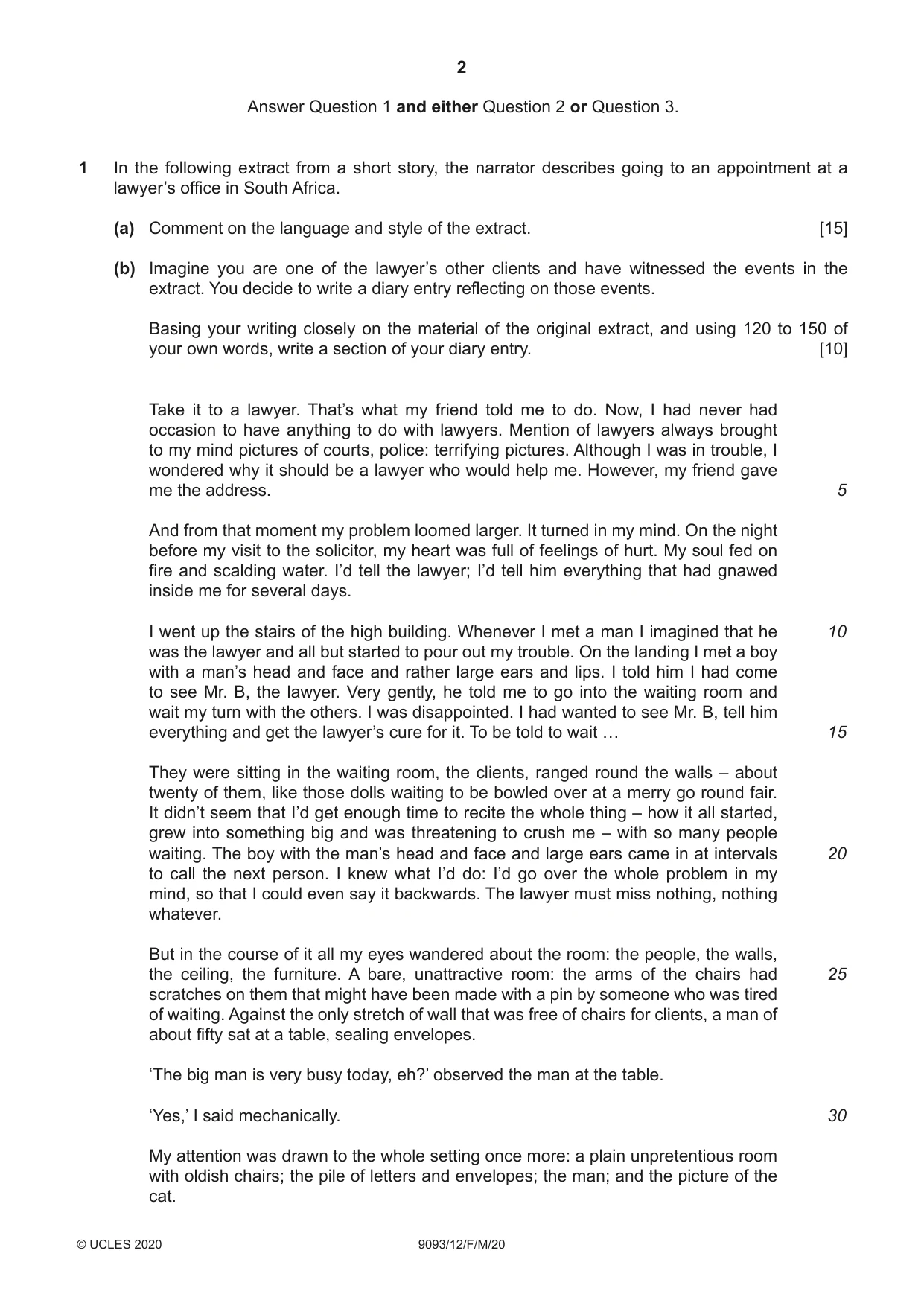 Cambridge A Level English - Language AS and A Level (from 2014) 9093 2020 Feb/March Paper 1 · Variant 2 question paper, page 2 of 8