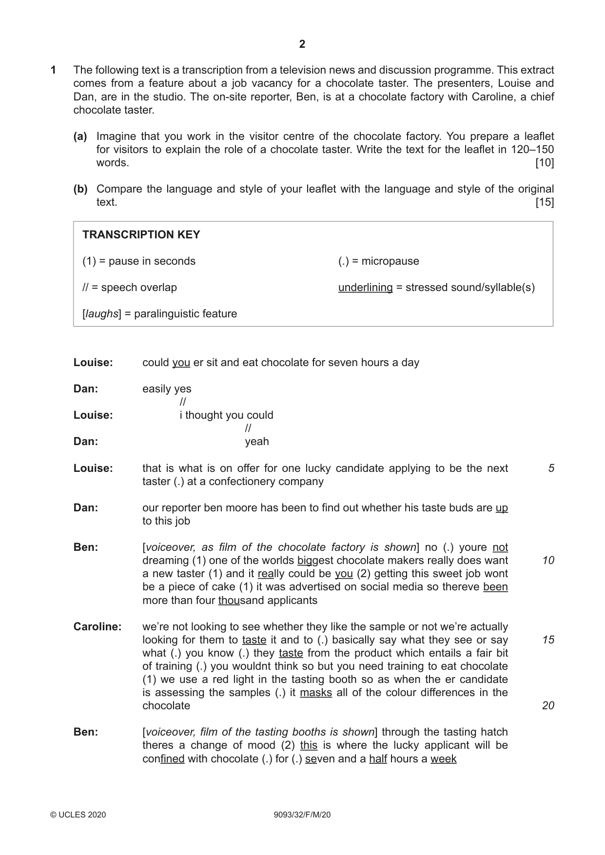 Cambridge A Level English - Language AS and A Level (from 2014) 9093 2020 Feb/March Paper 3 · Variant 2 question paper, page 2 of 8