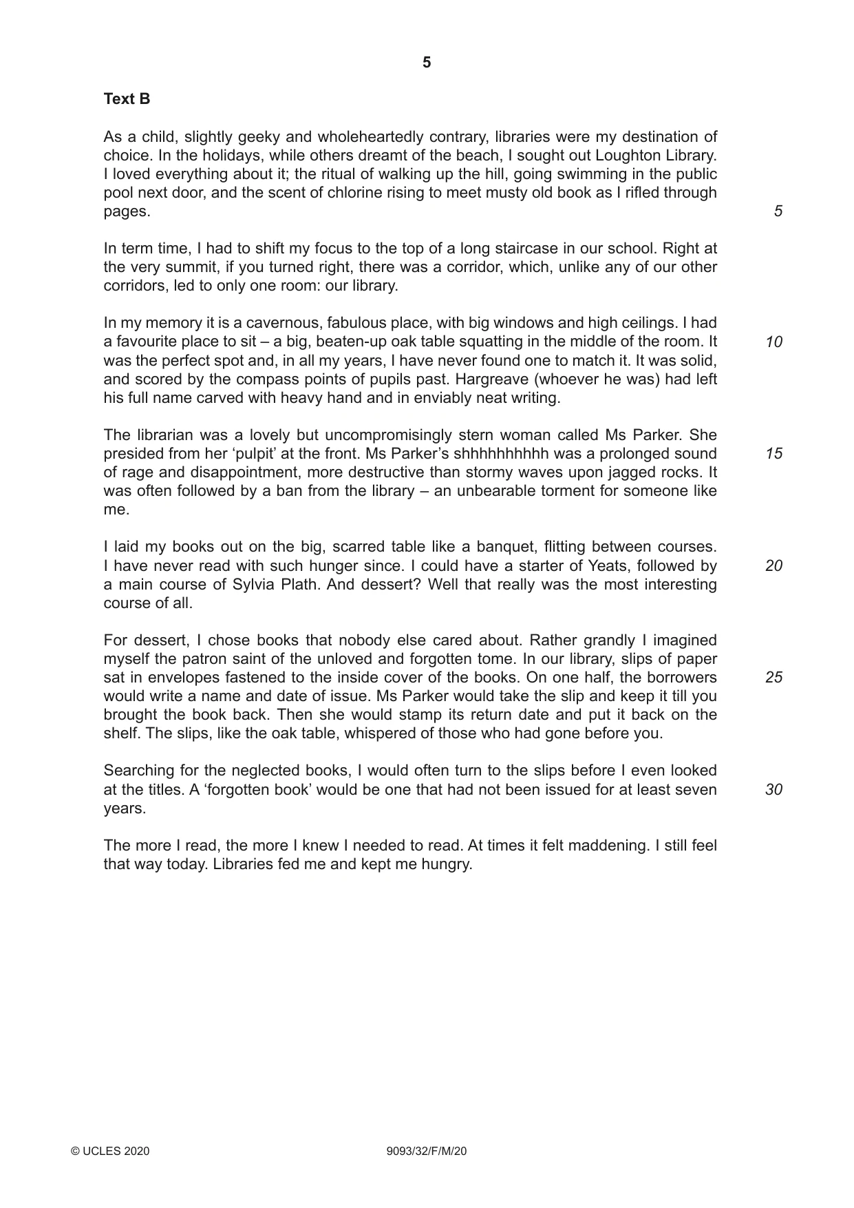 Cambridge A Level English - Language AS and A Level (from 2014) 9093 2020 Feb/March Paper 3 · Variant 2 question paper, page 5 of 8