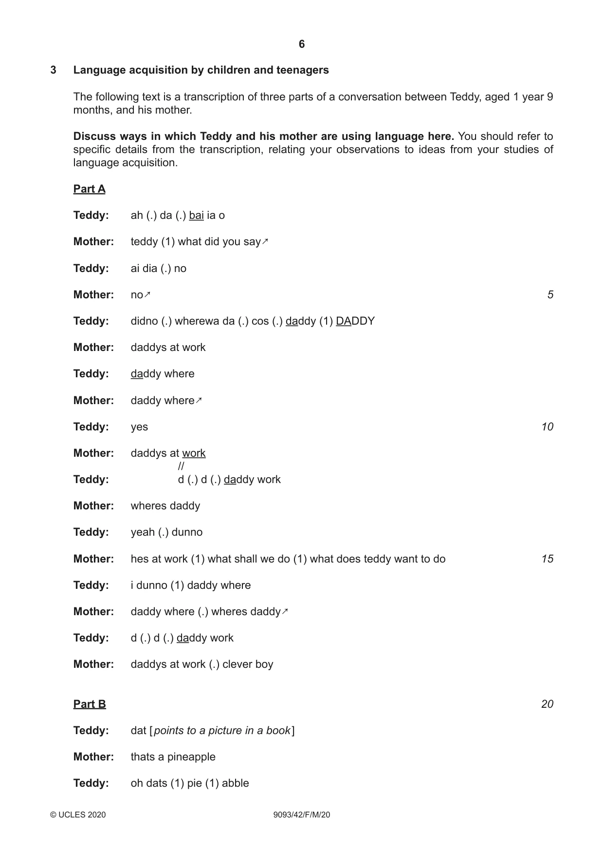 Cambridge A Level English - Language AS and A Level (from 2014) 9093 2020 Feb/March Paper 4 · Variant 2 question paper, page 6 of 8