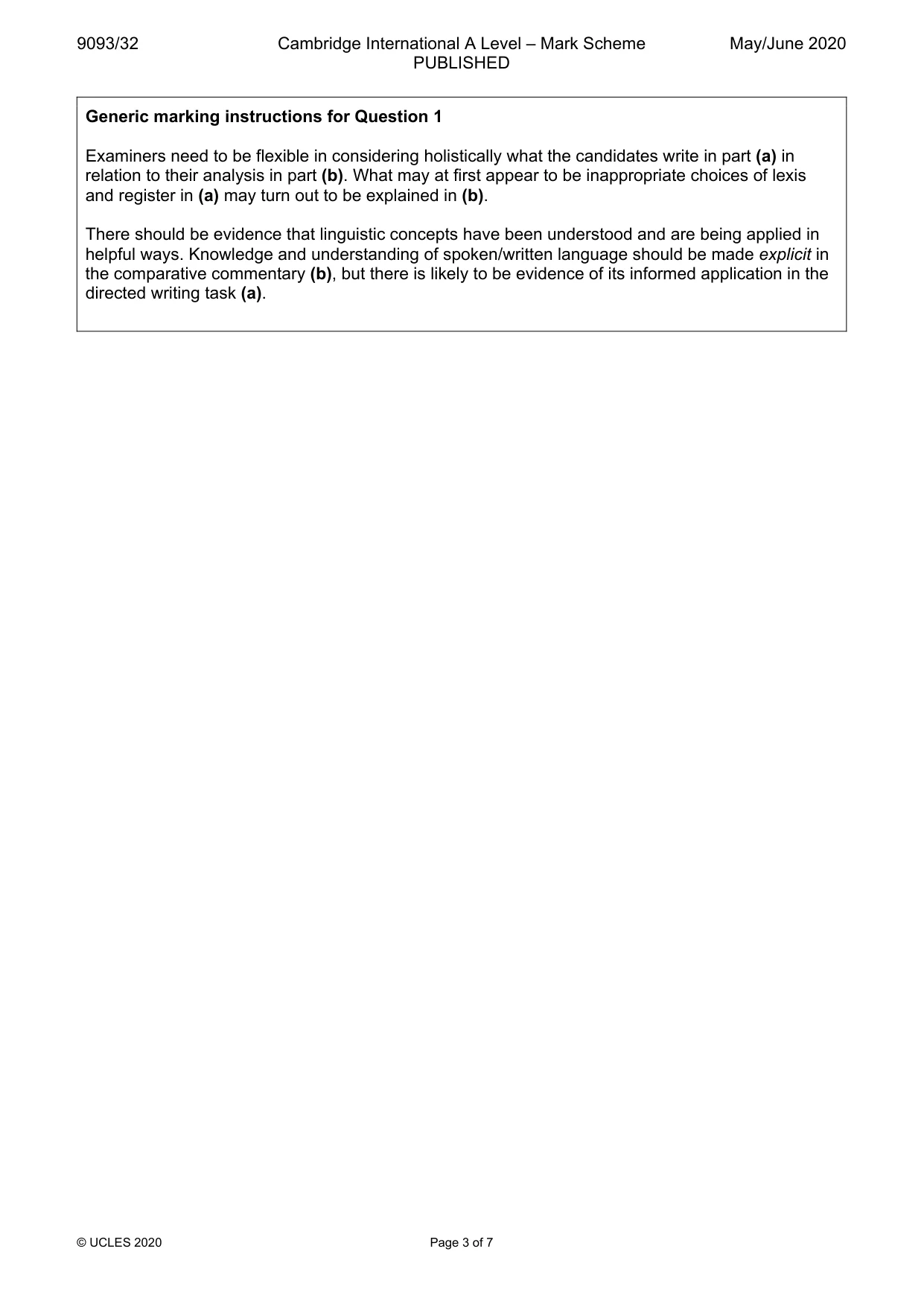 Mark scheme, page 3 of 7