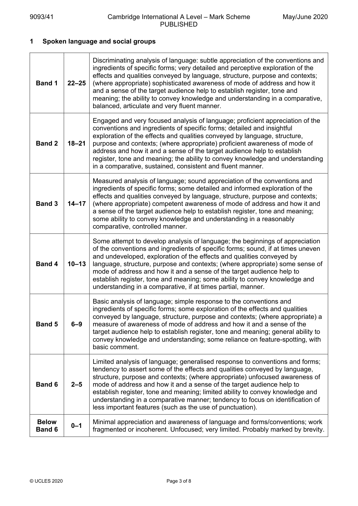 Mark scheme, page 3 of 8