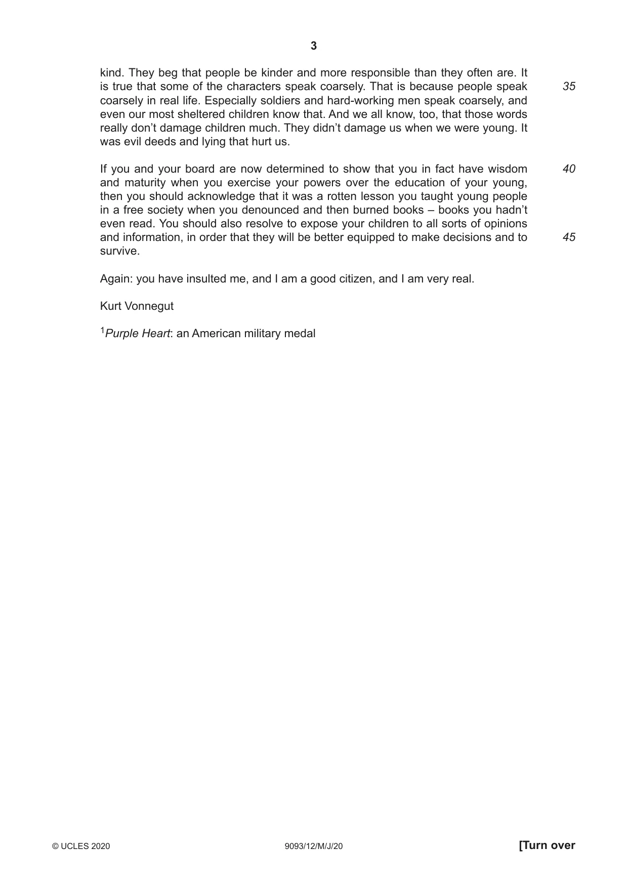 Cambridge A Level English - Language AS and A Level (from 2014) 9093 2020 May/June Paper 1 · Variant 2 question paper, page 3 of 8