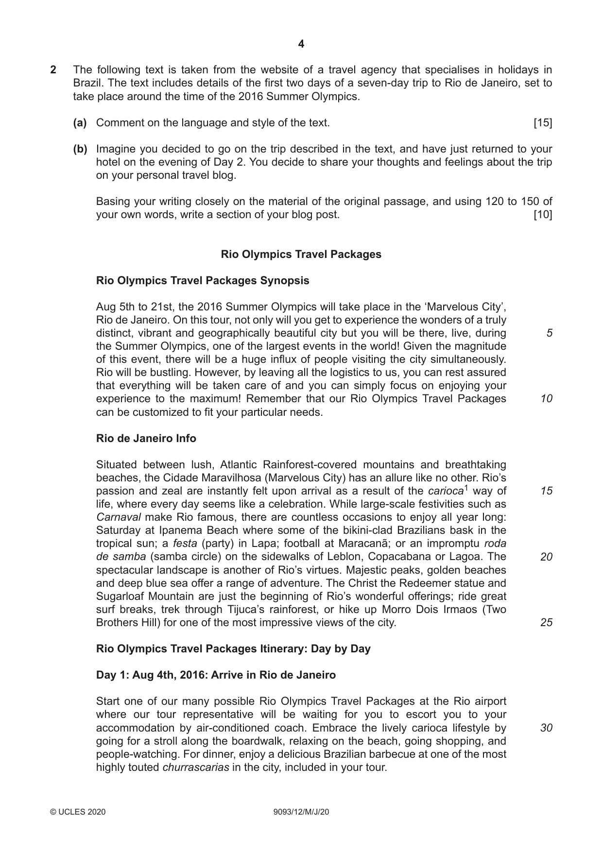 Cambridge A Level English - Language AS and A Level (from 2014) 9093 2020 May/June Paper 1 · Variant 2 question paper, page 4 of 8