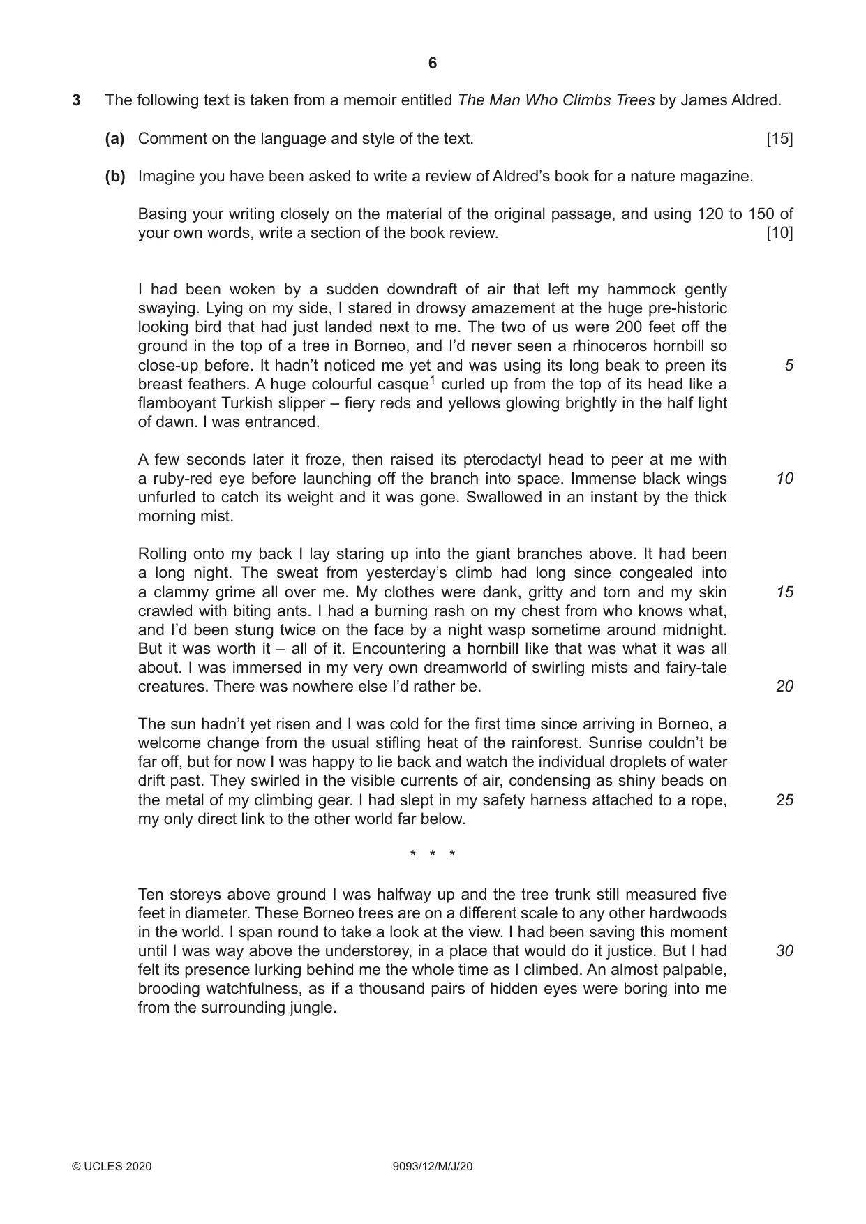Cambridge A Level English - Language AS and A Level (from 2014) 9093 2020 May/June Paper 1 · Variant 2 question paper, page 6 of 8