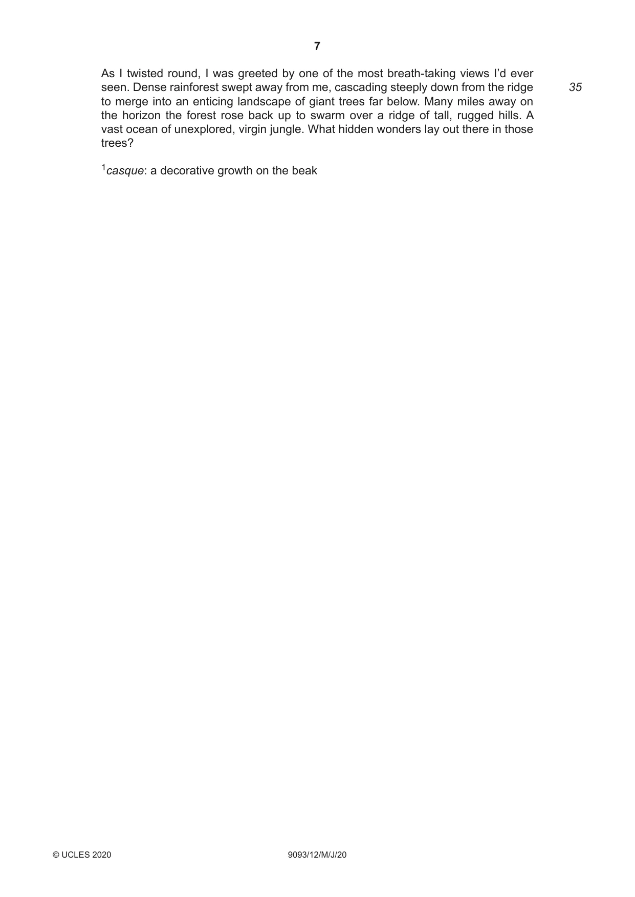 Cambridge A Level English - Language AS and A Level (from 2014) 9093 2020 May/June Paper 1 · Variant 2 question paper, page 7 of 8
