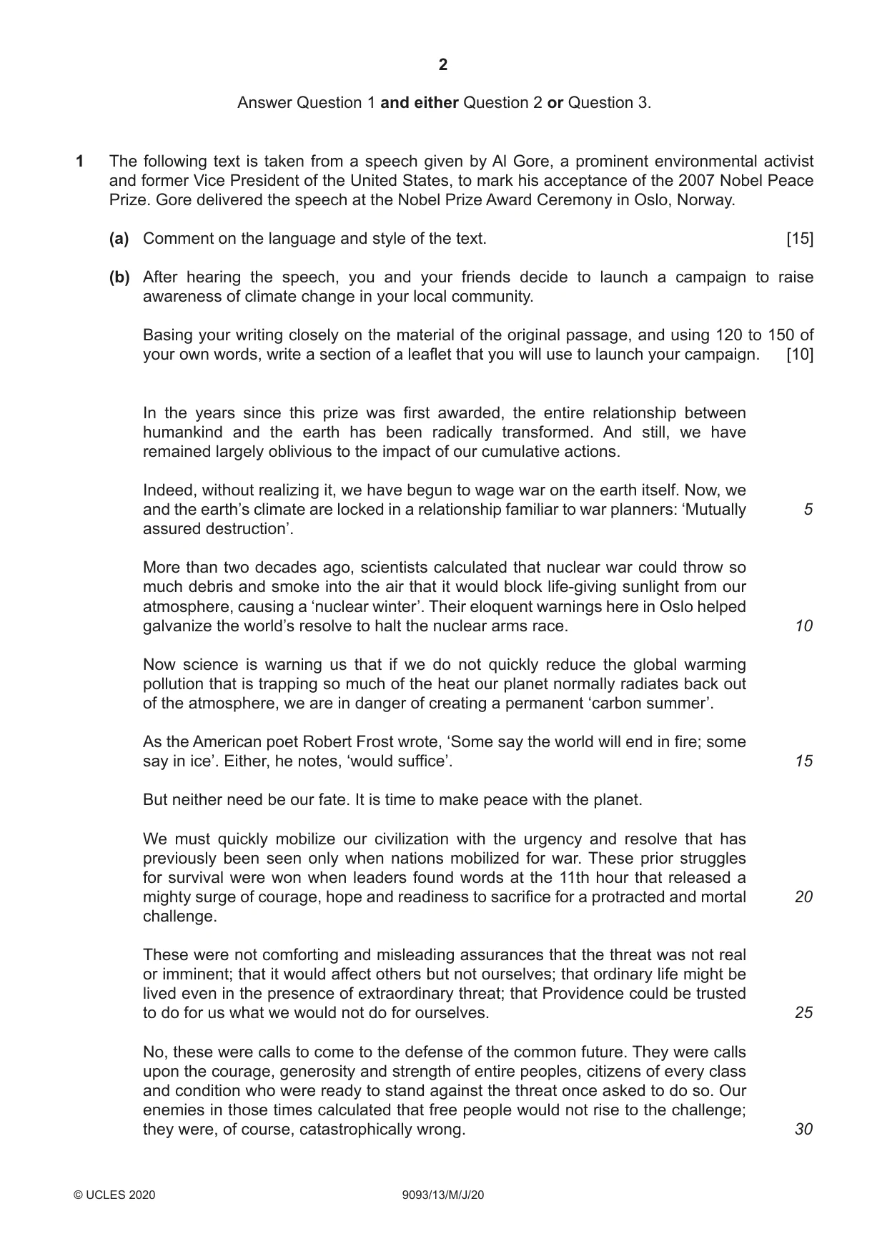 Cambridge A Level English - Language AS and A Level (from 2014) 9093 2020 May/June Paper 1 · Variant 3 question paper, page 2 of 8