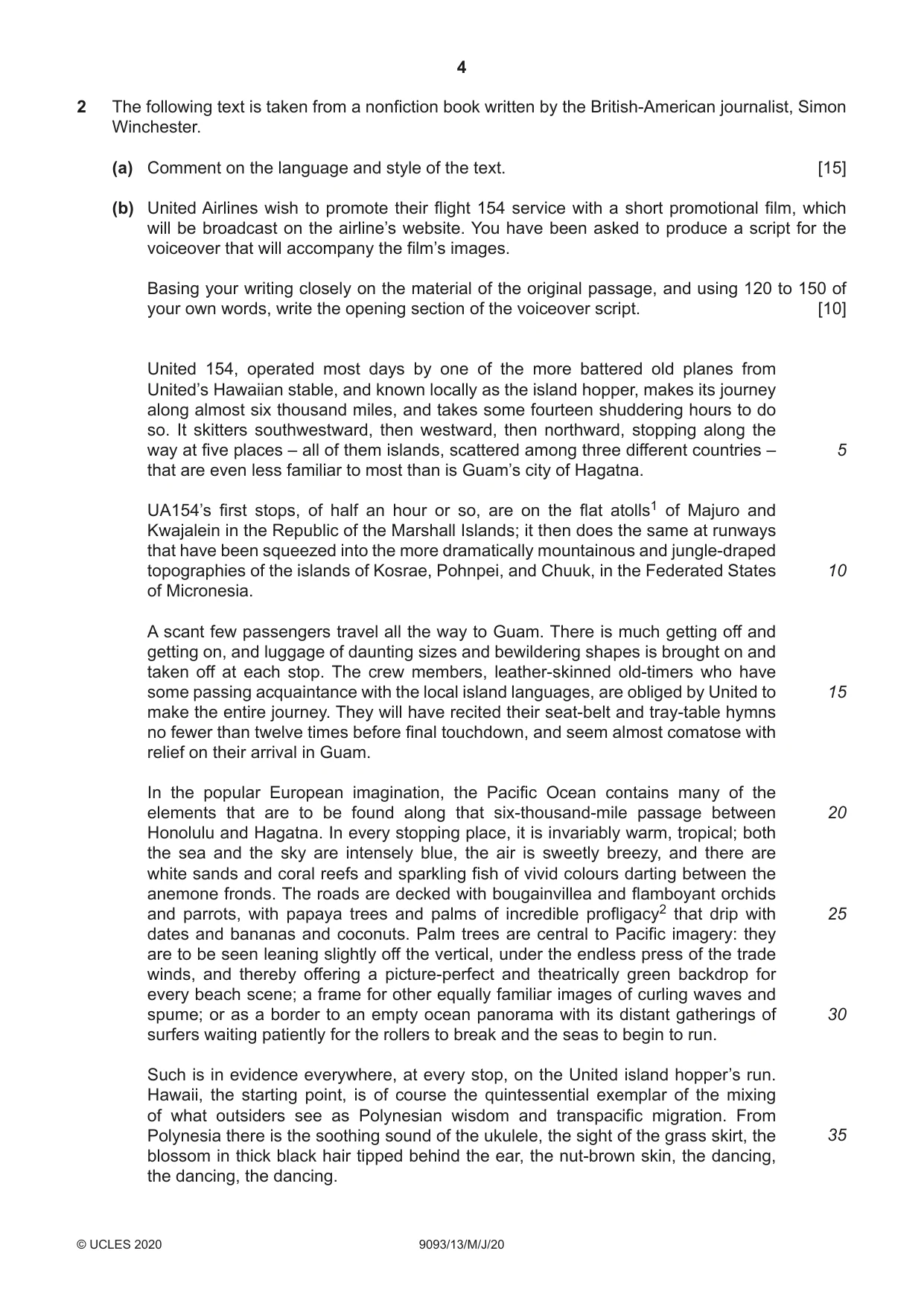 Cambridge A Level English - Language AS and A Level (from 2014) 9093 2020 May/June Paper 1 · Variant 3 question paper, page 4 of 8