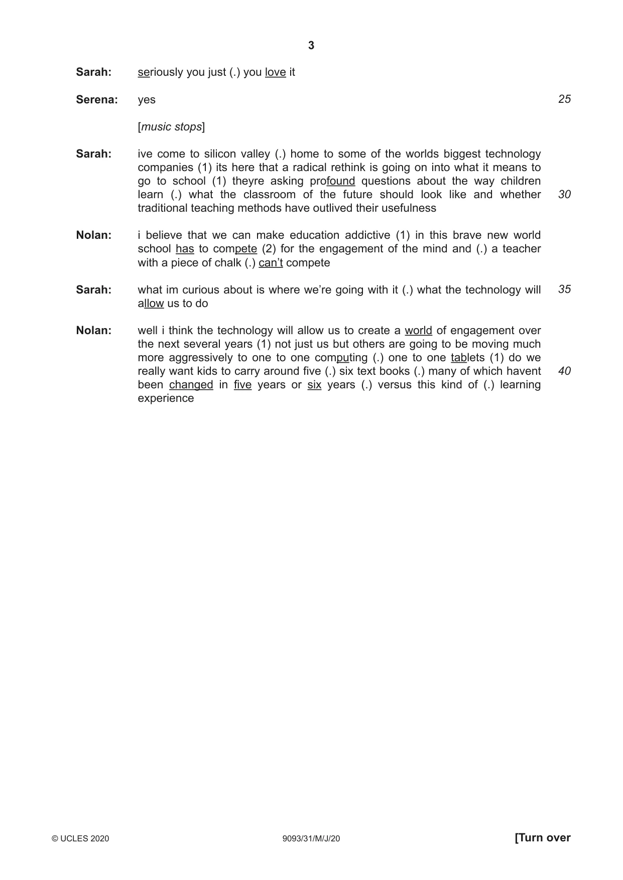 Cambridge A Level English - Language AS and A Level (from 2014) 9093 2020 May/June Paper 3 · Variant 1 question paper, page 3 of 8