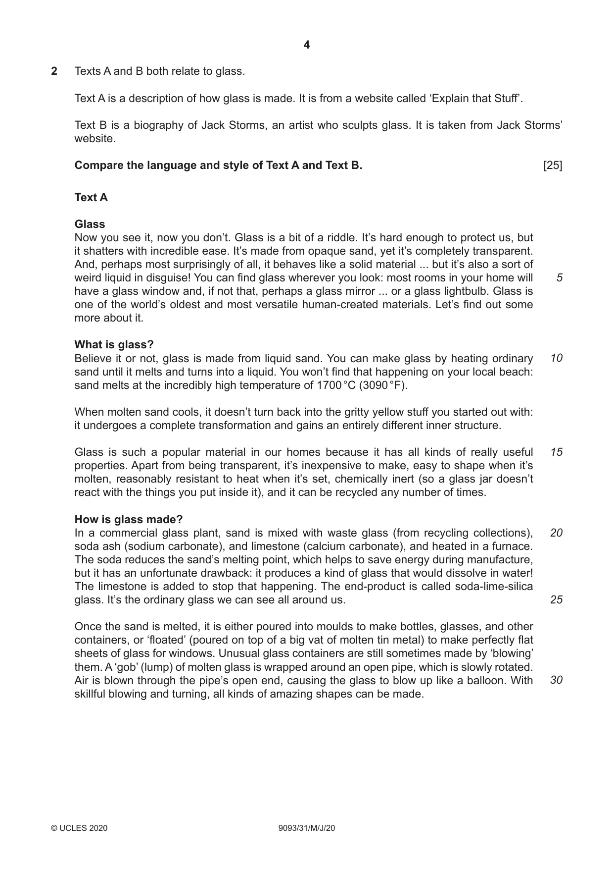 Cambridge A Level English - Language AS and A Level (from 2014) 9093 2020 May/June Paper 3 · Variant 1 question paper, page 4 of 8