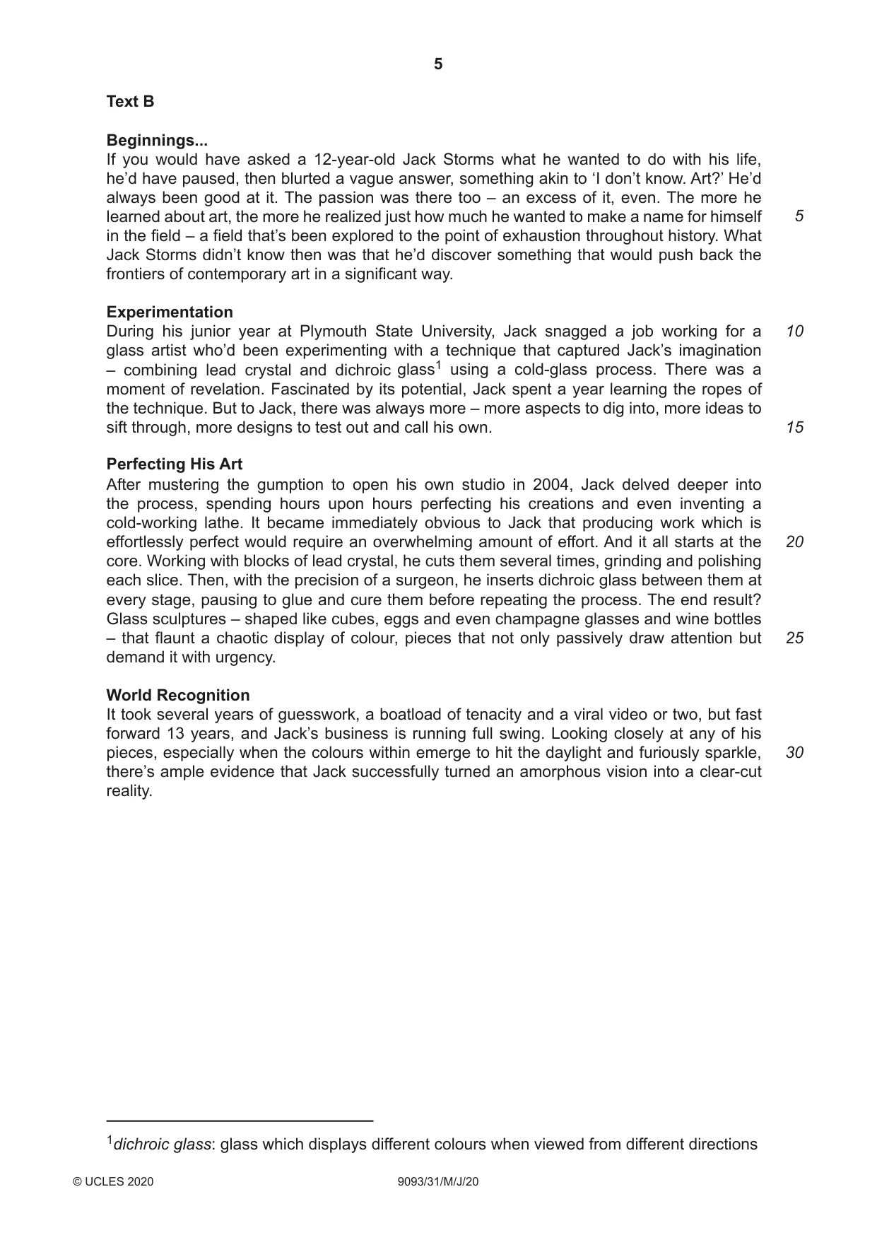 Cambridge A Level English - Language AS and A Level (from 2014) 9093 2020 May/June Paper 3 · Variant 1 question paper, page 5 of 8