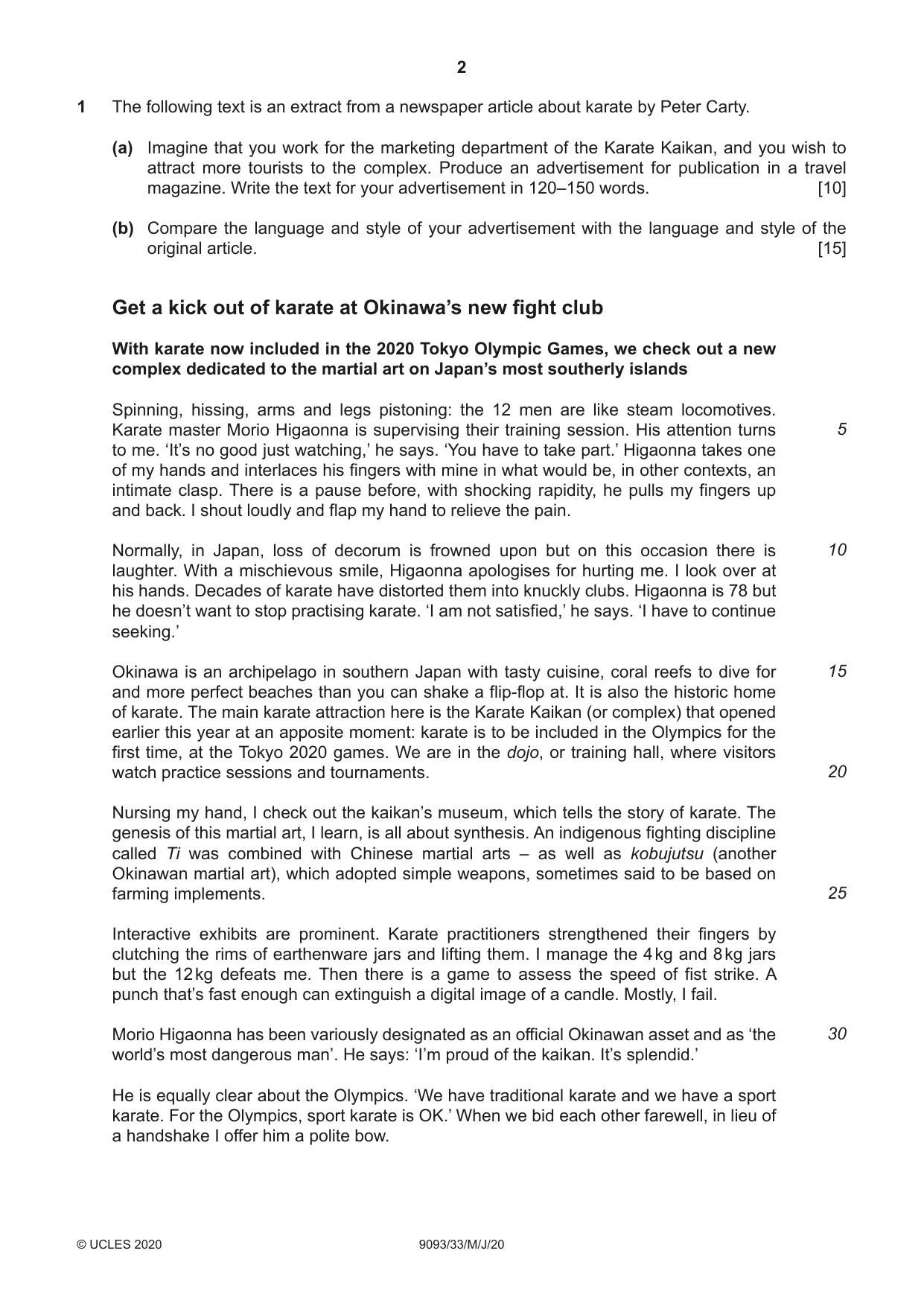 Cambridge A Level English - Language AS and A Level (from 2014) 9093 2020 May/June Paper 3 · Variant 3 question paper, page 2 of 8