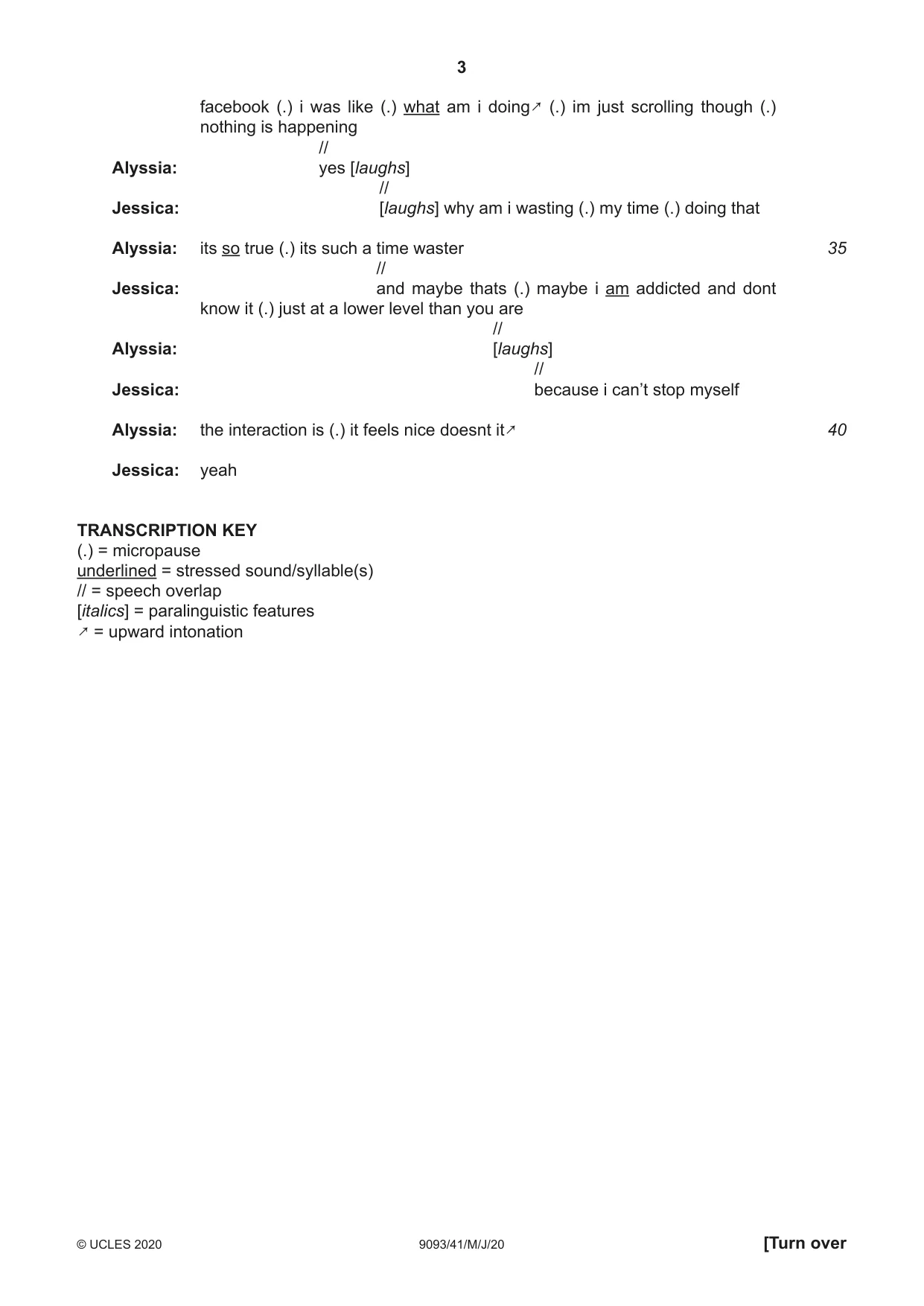 Cambridge A Level English - Language AS and A Level (from 2014) 9093 2020 May/June Paper 4 · Variant 1 question paper, page 3 of 8