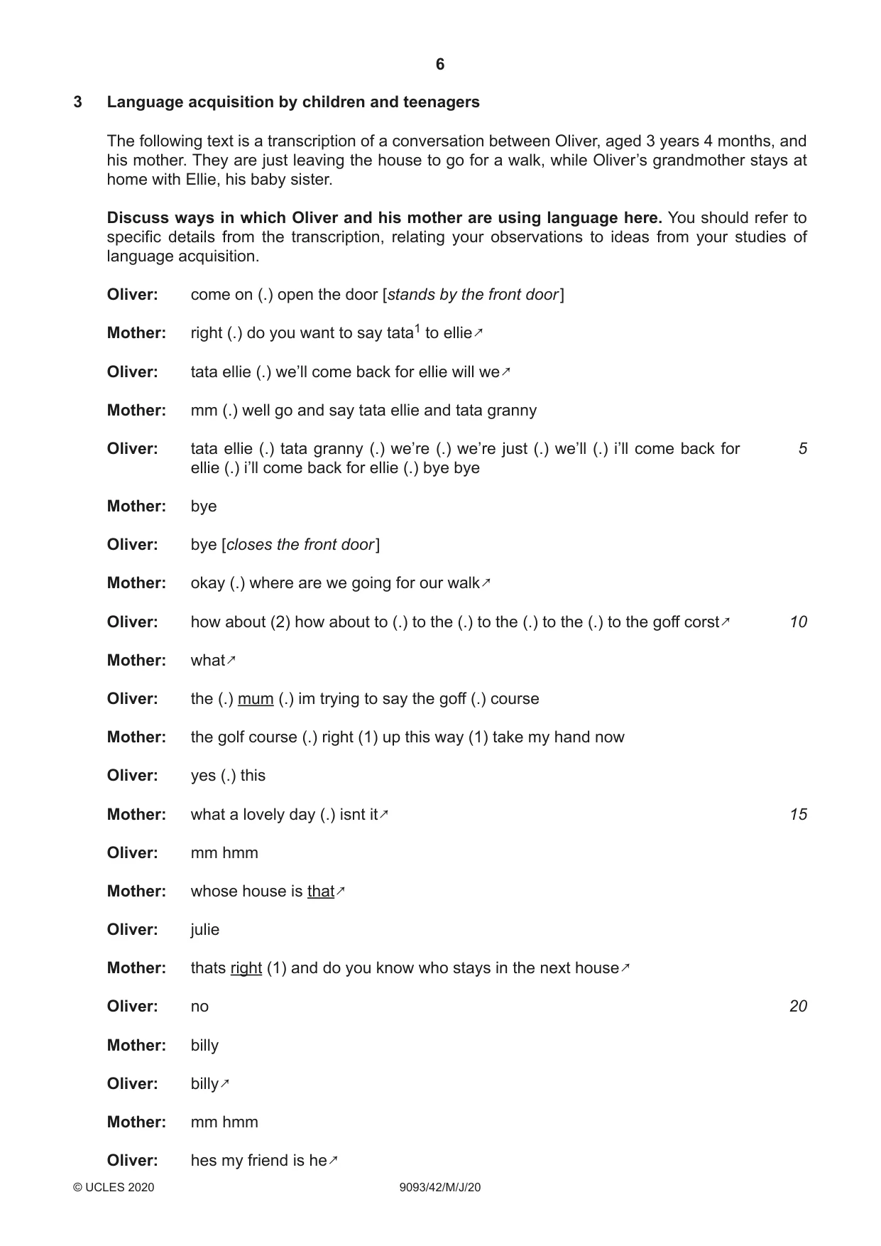 Cambridge A Level English - Language AS and A Level (from 2014) 9093 2020 May/June Paper 4 · Variant 2 question paper, page 6 of 8