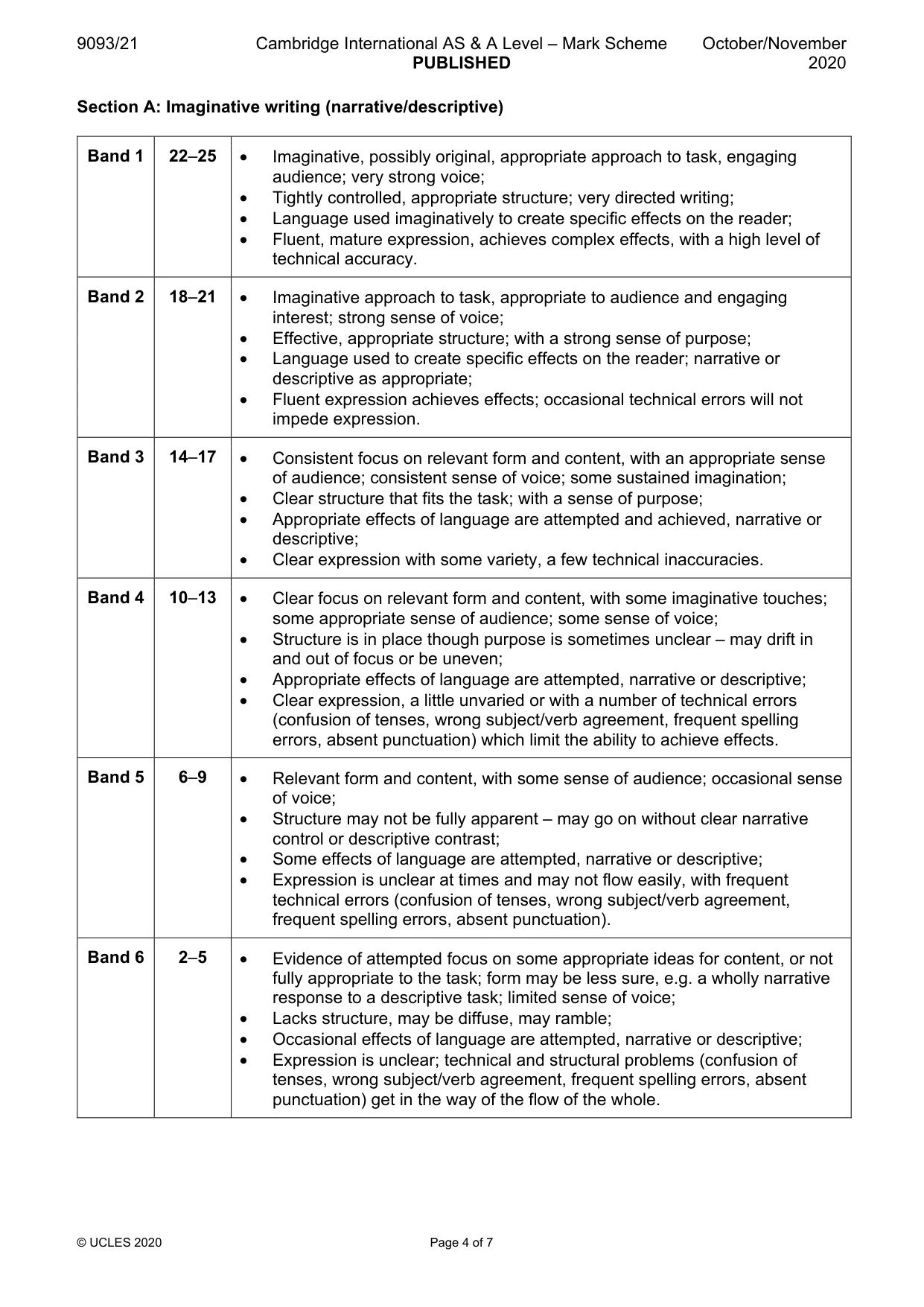 Mark scheme, page 4 of 7