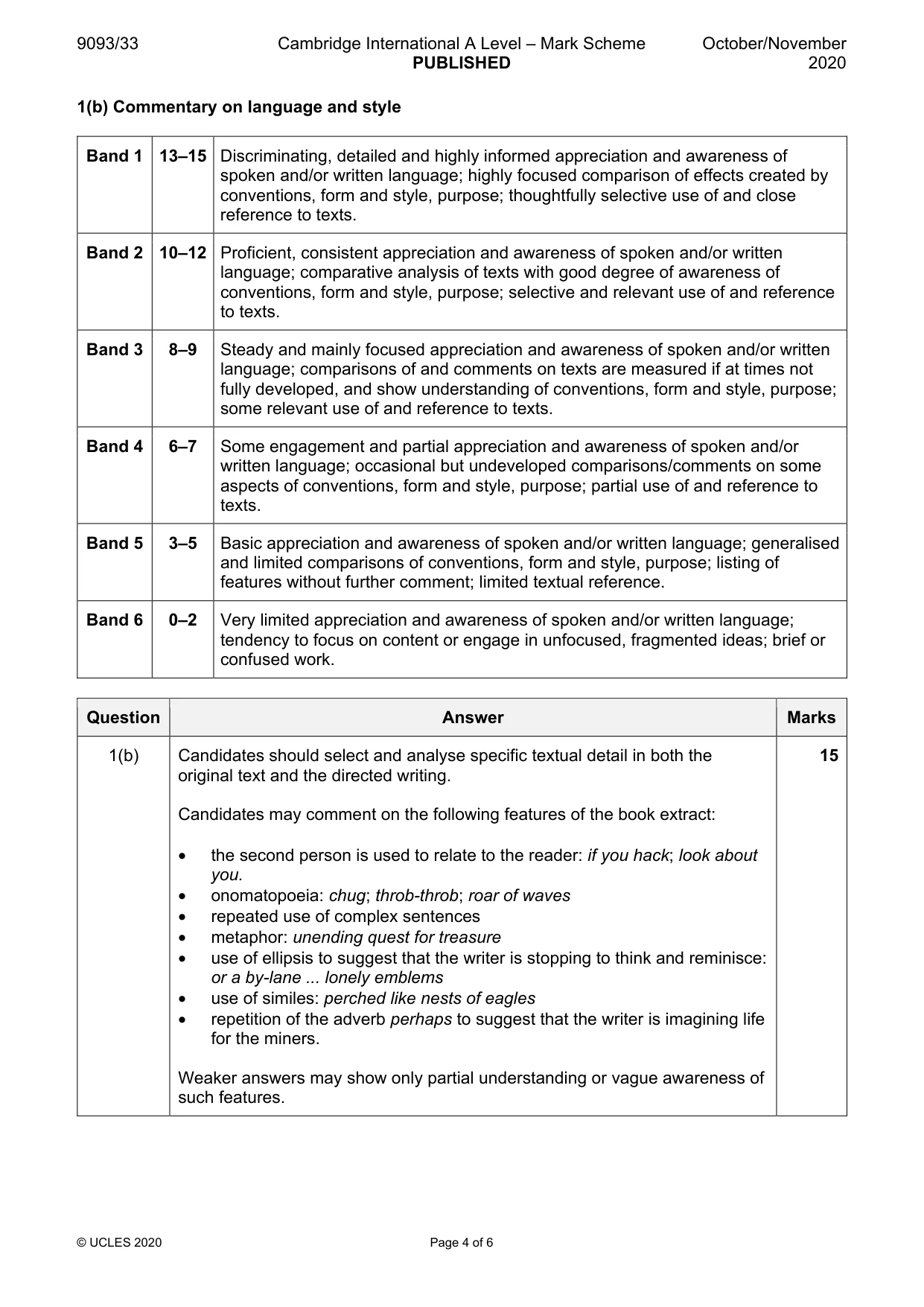 Mark scheme, page 4 of 6