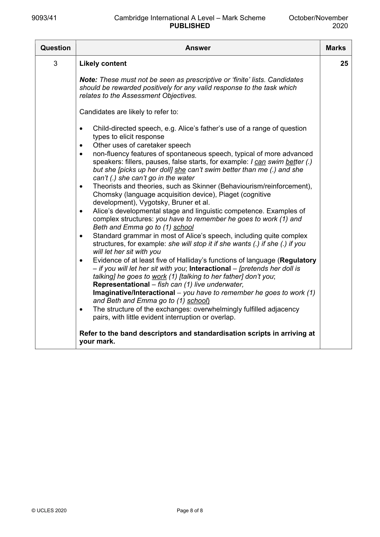 Mark scheme, page 8 of 8