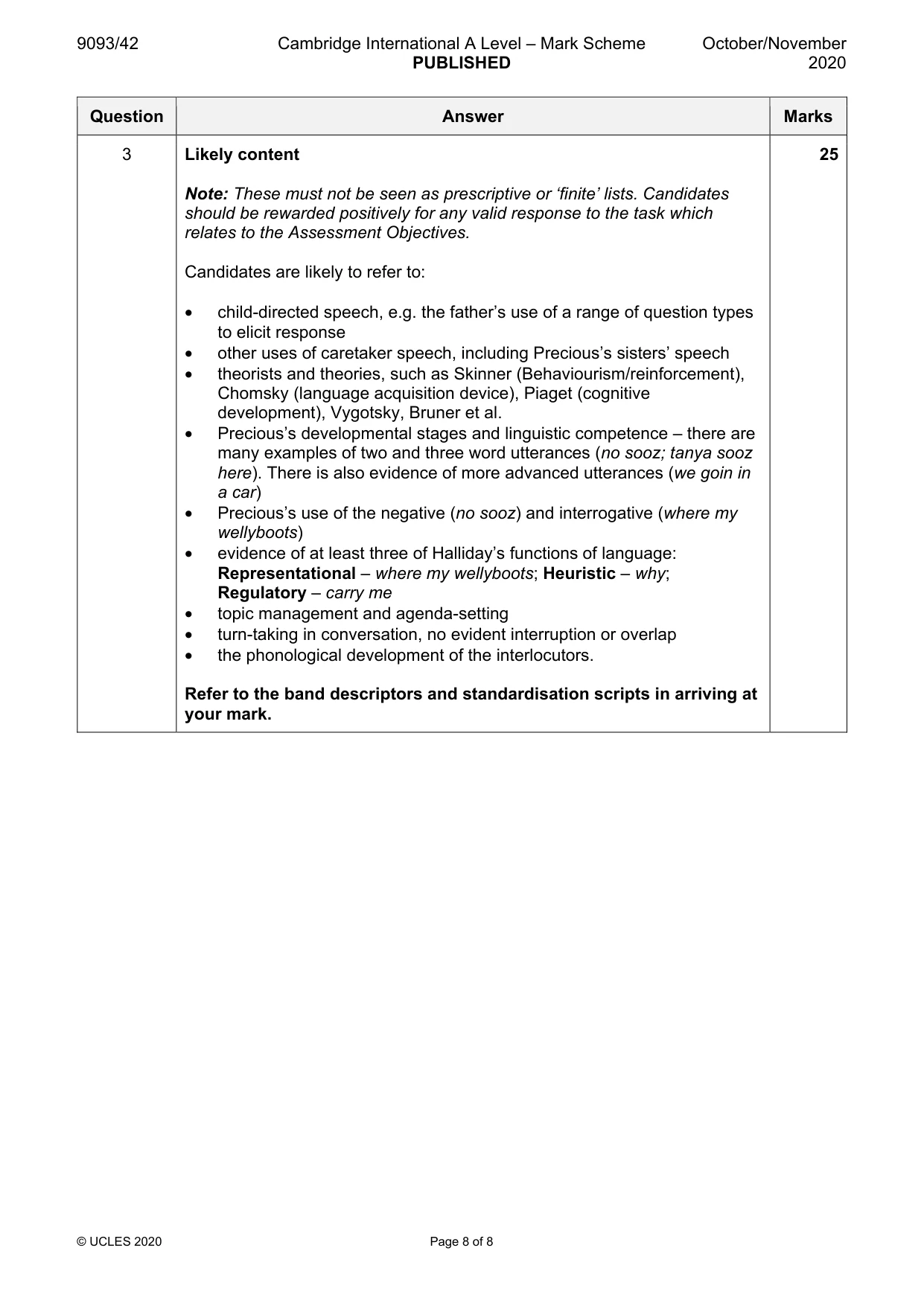 Mark scheme, page 8 of 8