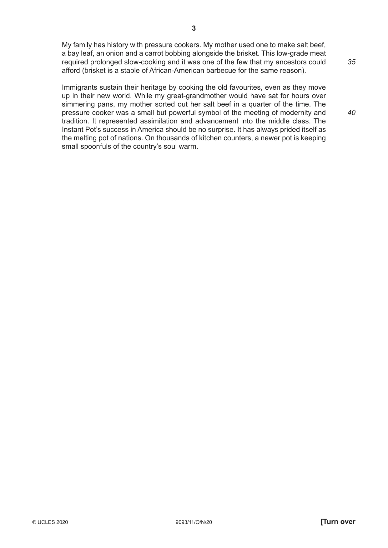 Cambridge A Level English - Language AS and A Level (from 2014) 9093 2020 Oct/Nov Paper 1 · Variant 1 question paper, page 3 of 8
