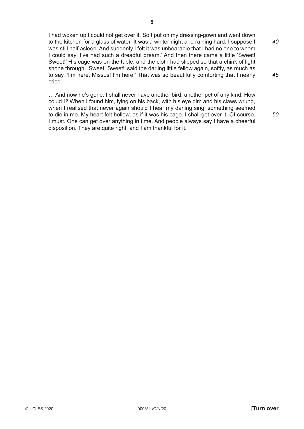 Cambridge A Level English - Language AS and A Level (from 2014) 9093 2020 Oct/Nov Paper 1 · Variant 1 question paper, page 5 of 8