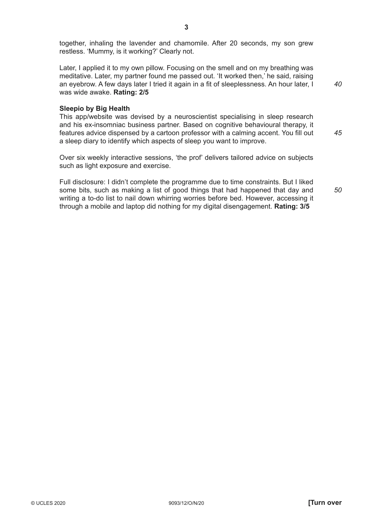 Cambridge A Level English - Language AS and A Level (from 2014) 9093 2020 Oct/Nov Paper 1 · Variant 2 question paper, page 3 of 8
