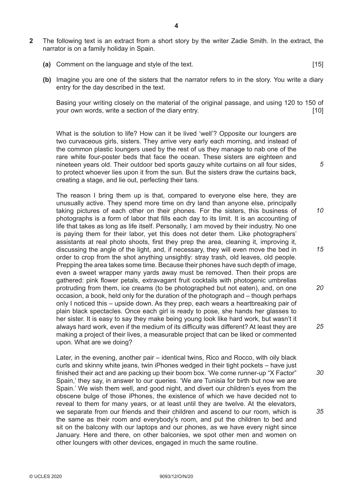 Cambridge A Level English - Language AS and A Level (from 2014) 9093 2020 Oct/Nov Paper 1 · Variant 2 question paper, page 4 of 8
