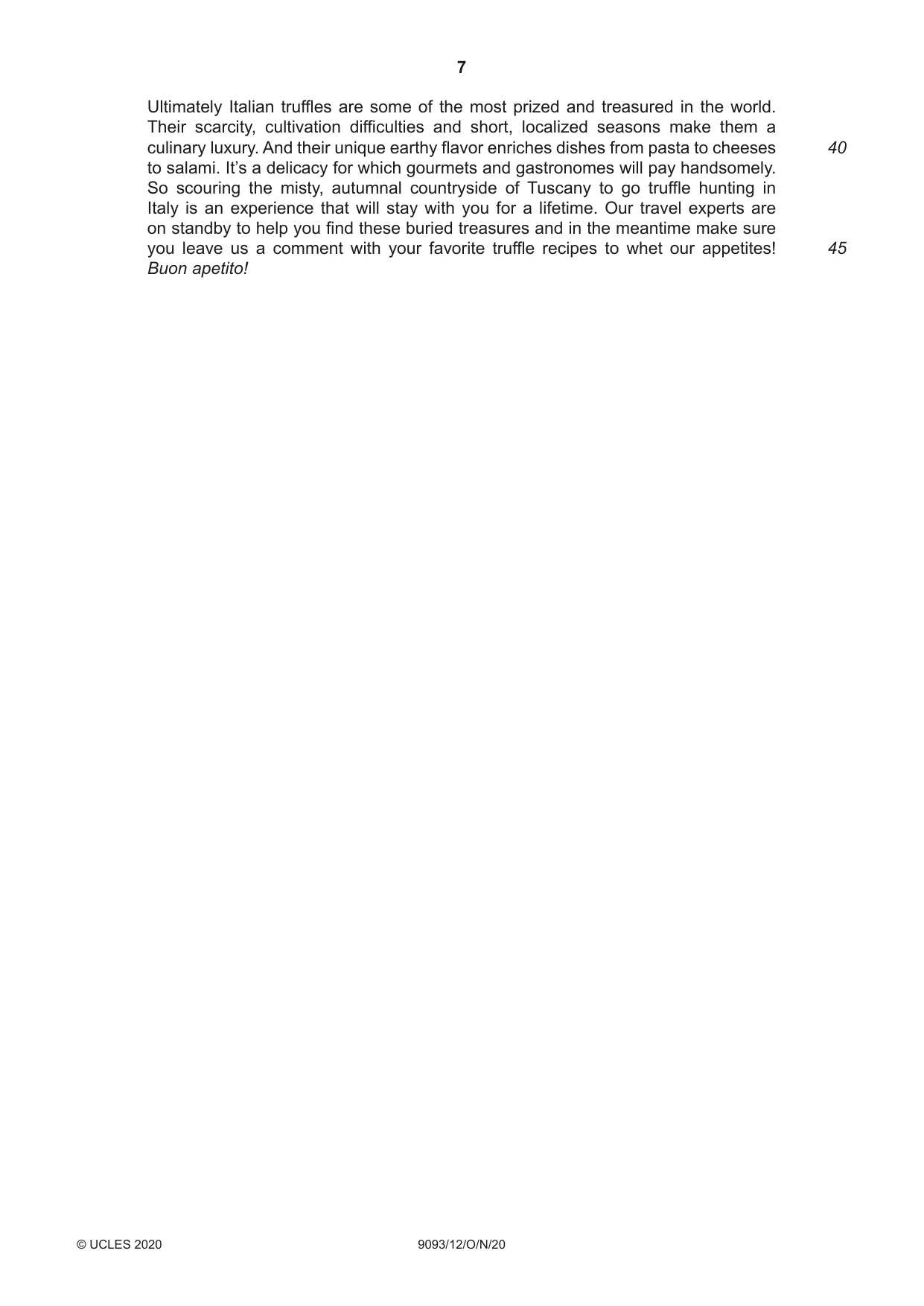 Cambridge A Level English - Language AS and A Level (from 2014) 9093 2020 Oct/Nov Paper 1 · Variant 2 question paper, page 7 of 8