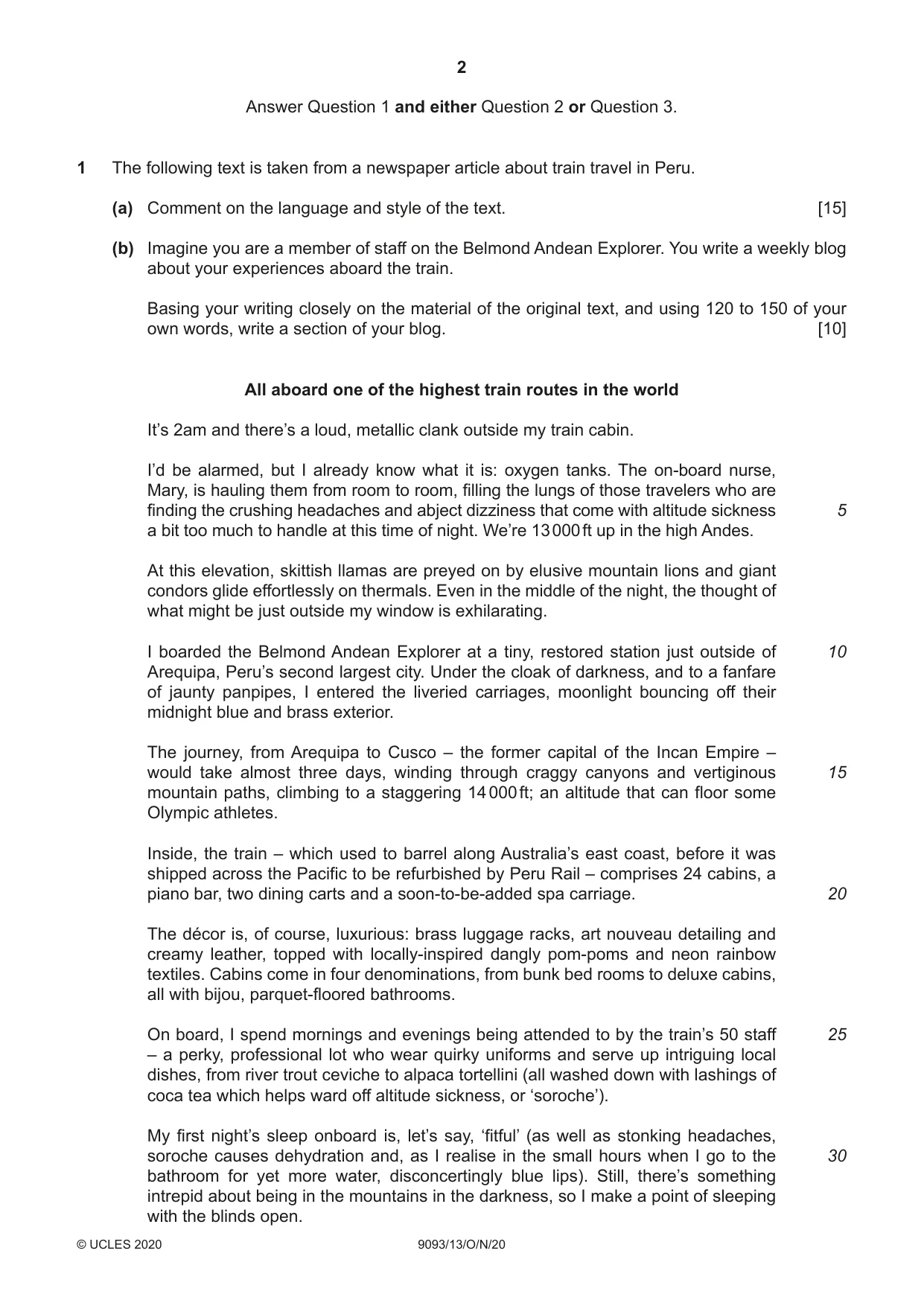 Cambridge A Level English - Language AS and A Level (from 2014) 9093 2020 Oct/Nov Paper 1 · Variant 3 question paper, page 2 of 8