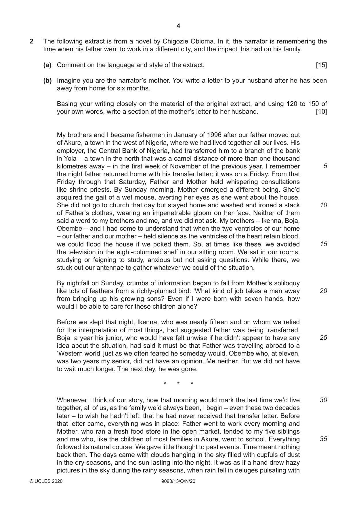 Cambridge A Level English - Language AS and A Level (from 2014) 9093 2020 Oct/Nov Paper 1 · Variant 3 question paper, page 4 of 8