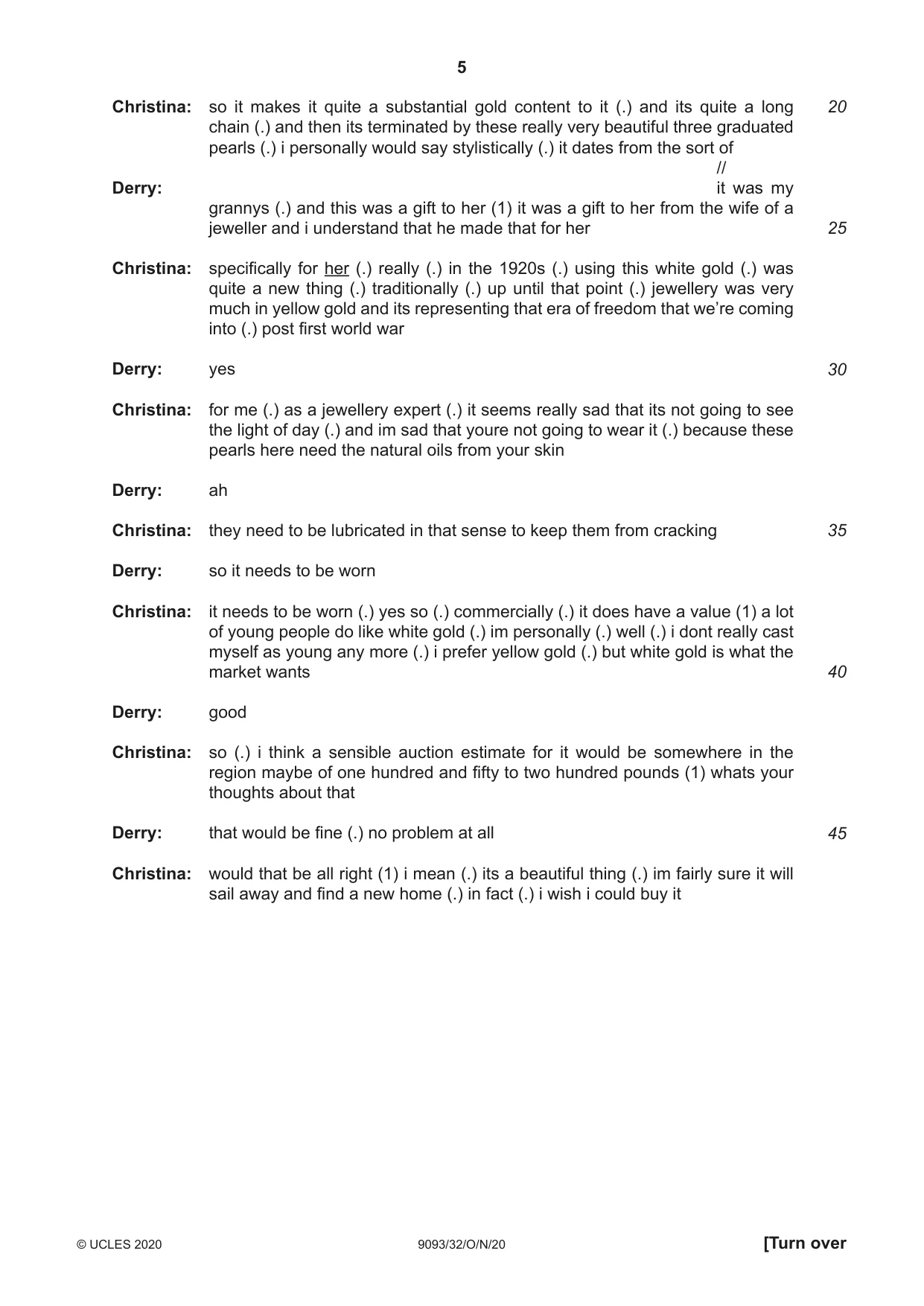 Cambridge A Level English - Language AS and A Level (from 2014) 9093 2020 Oct/Nov Paper 3 · Variant 2 question paper, page 5 of 8