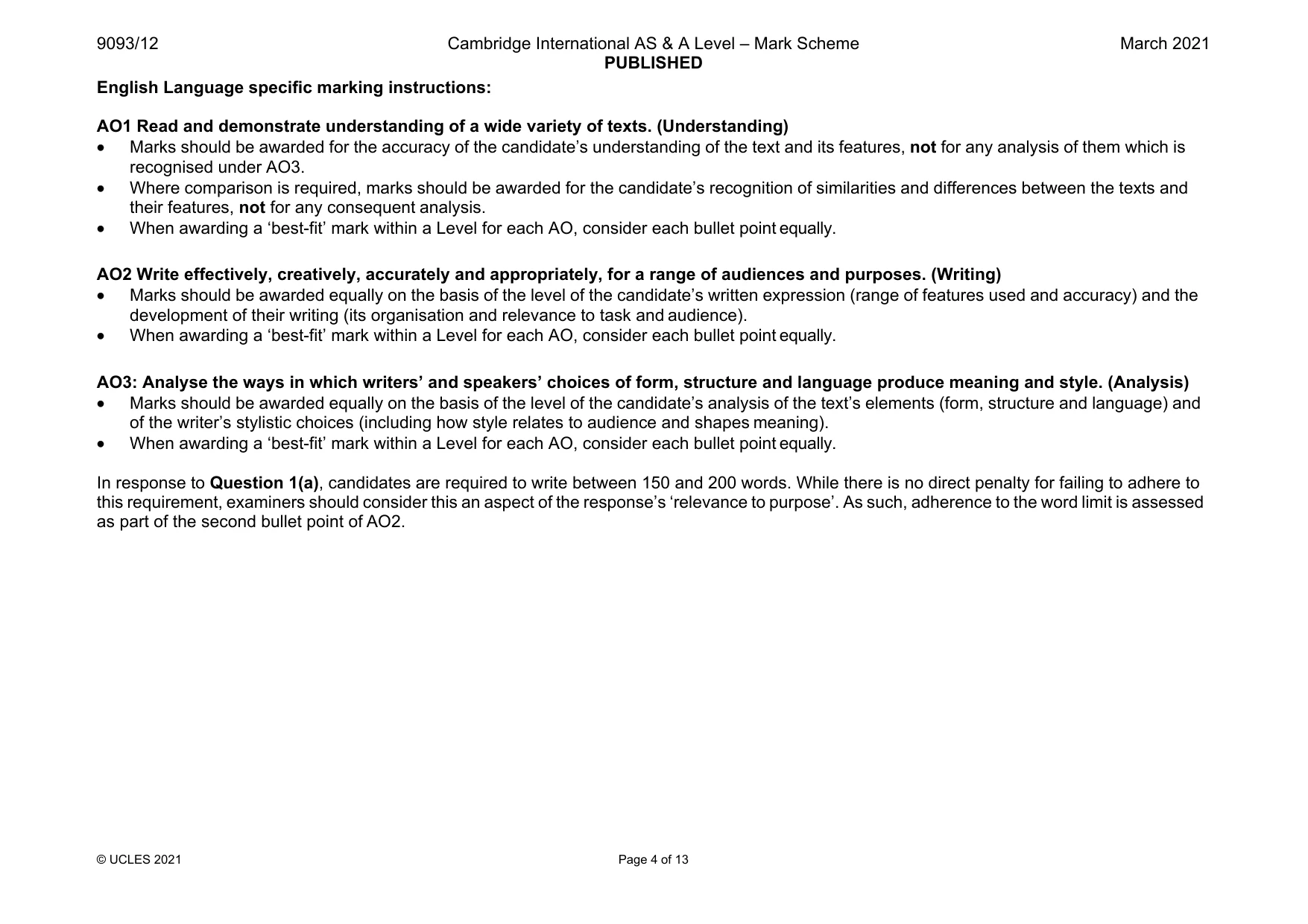 Mark scheme, page 4 of 13
