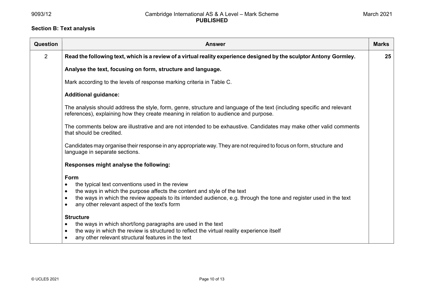 Mark scheme, page 10 of 13