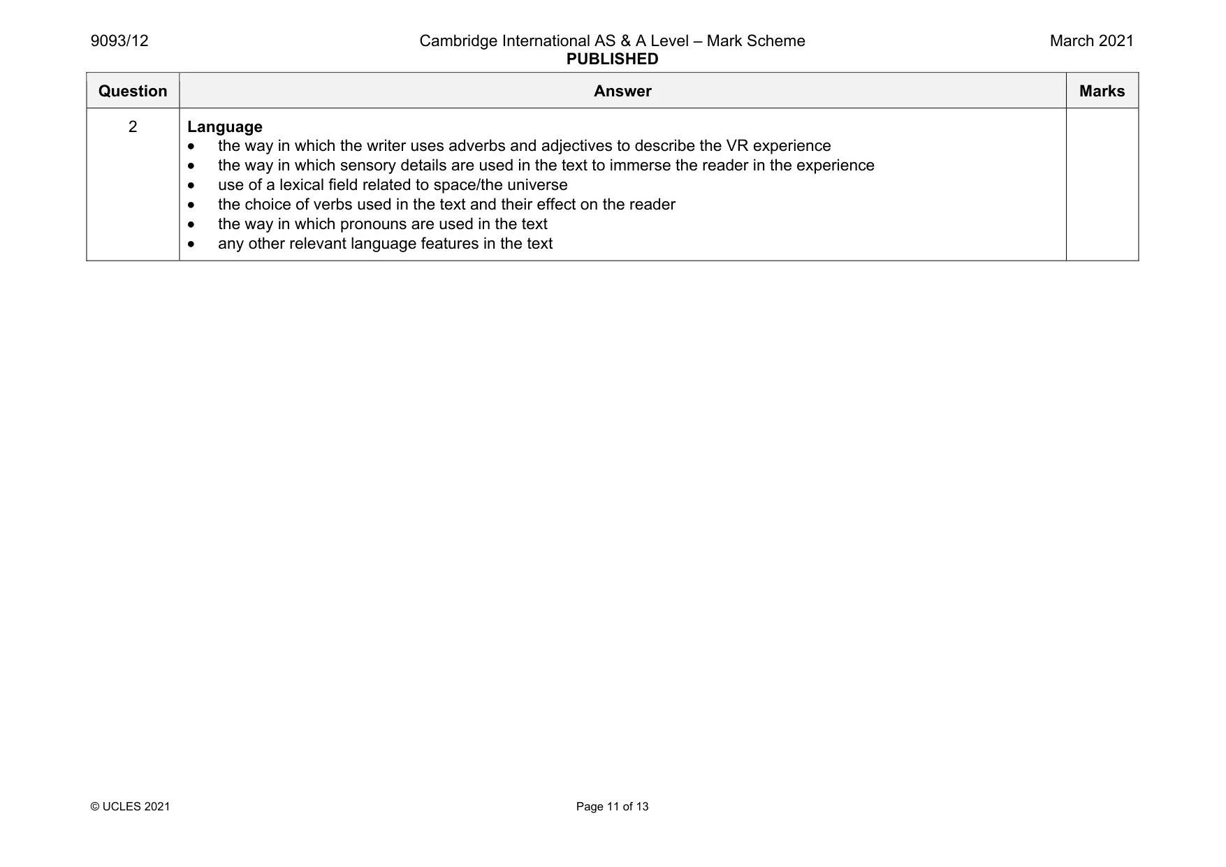 Mark scheme, page 11 of 13