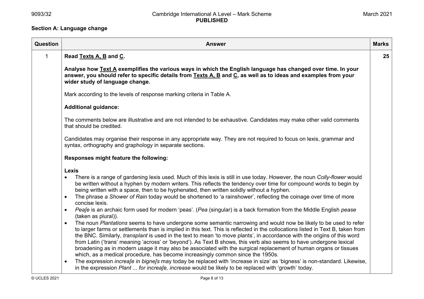 Mark scheme, page 6 of 13