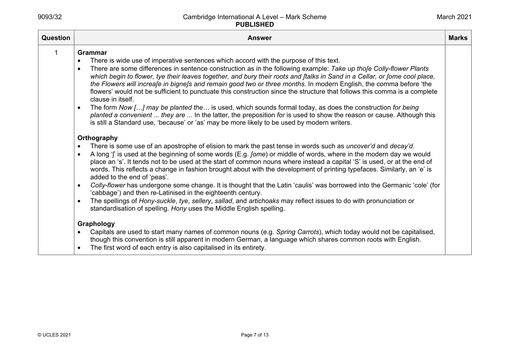 Mark scheme, page 7 of 13
