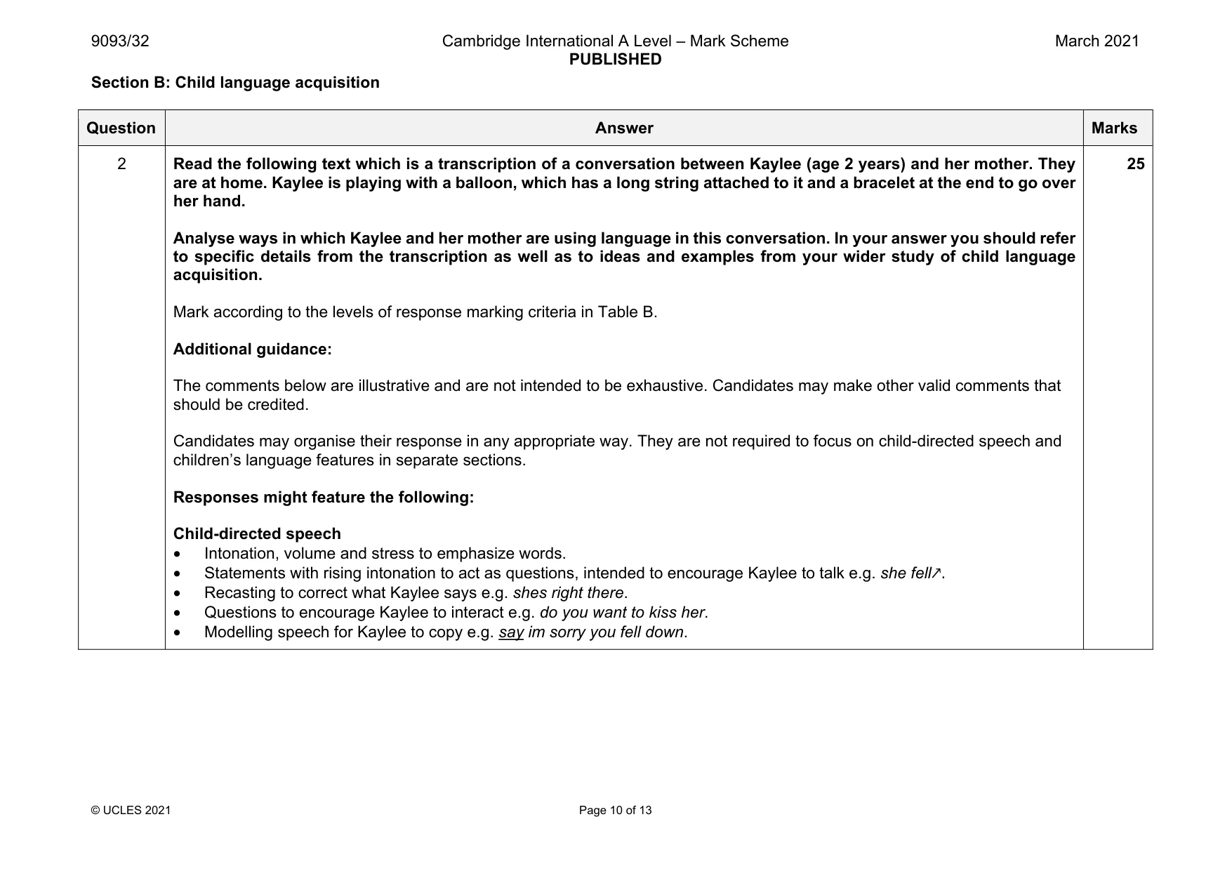 Mark scheme, page 10 of 13